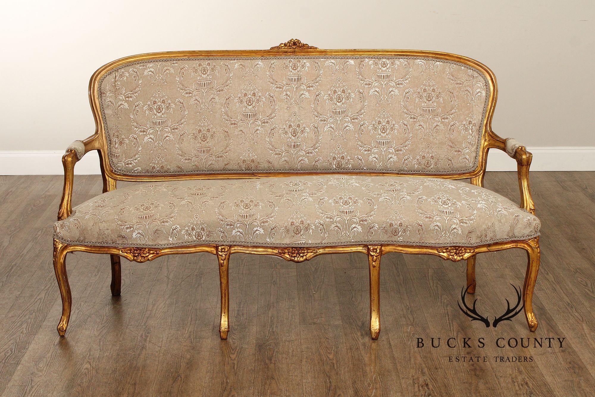 French Louis XV Style Carved Giltwood Sofa