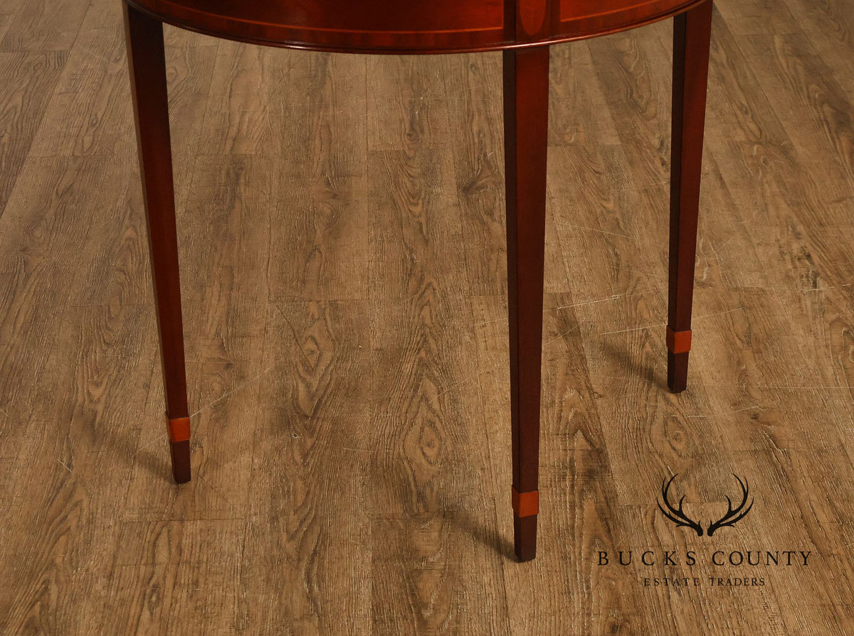 Baker Furniture Federal Style Mahogany Inlaid Demilune Console Table