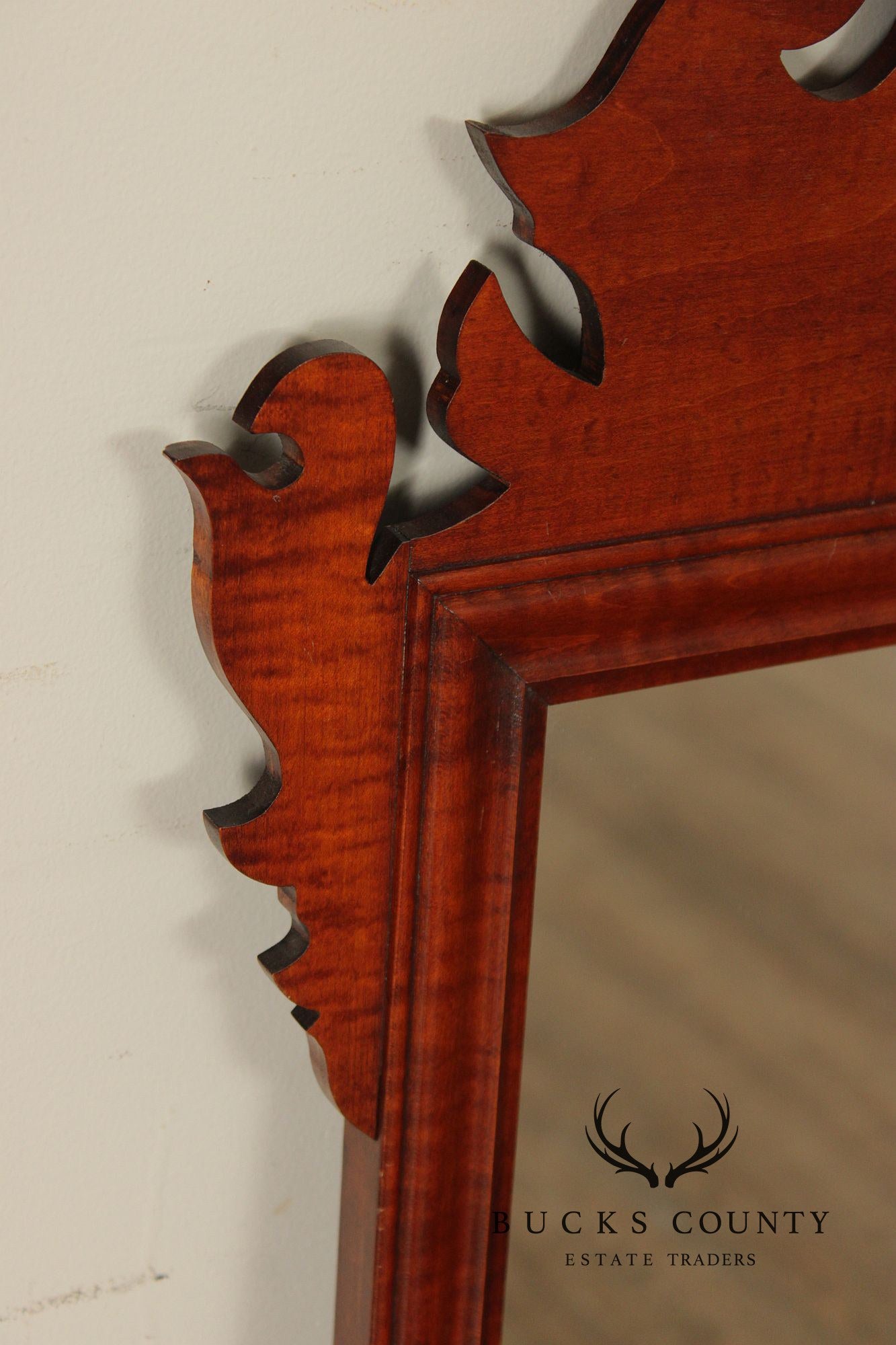 J.L. Treharn Chippendale Style Tiger Maple Wall Mirror