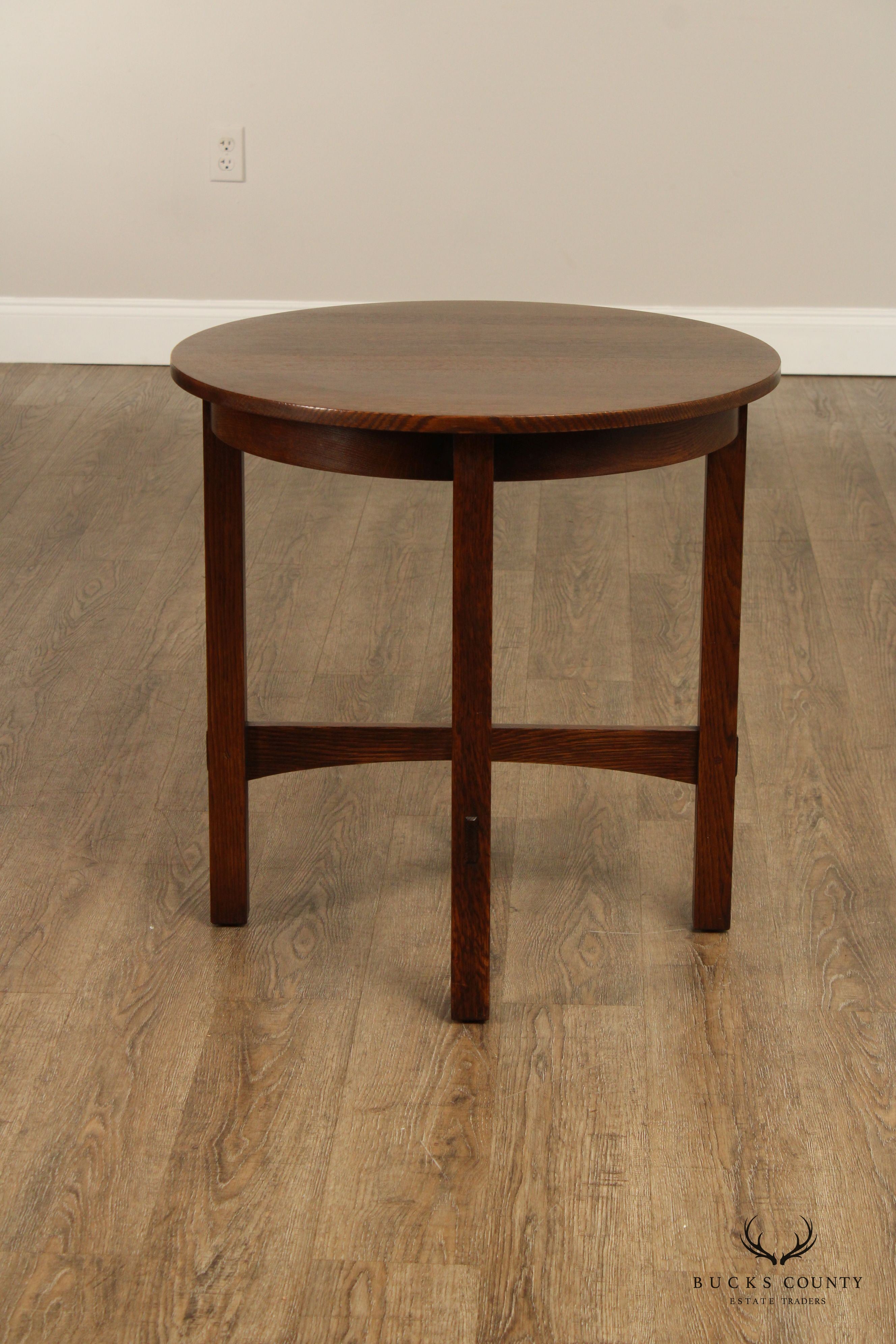 Stickley Mission Collection Oak Round Lamp Table