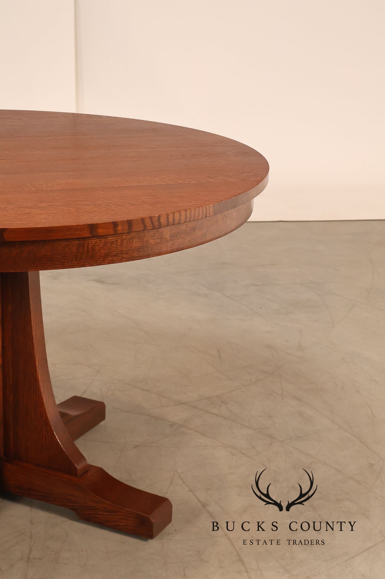 Stickley Mission Collection 46" Round Oak Pedestal Dining Table