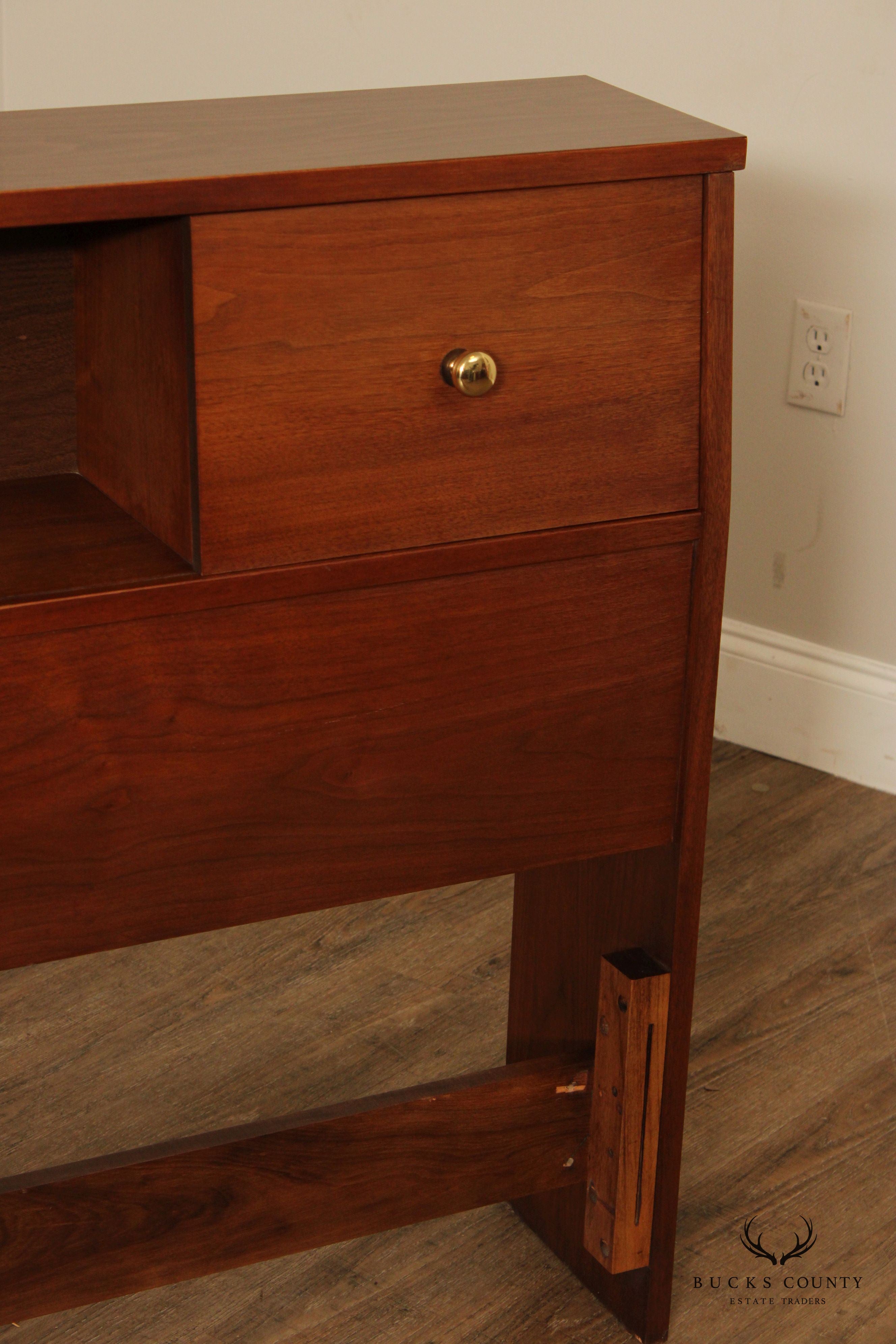 Mid Century Modern Walnut Storage Headboard