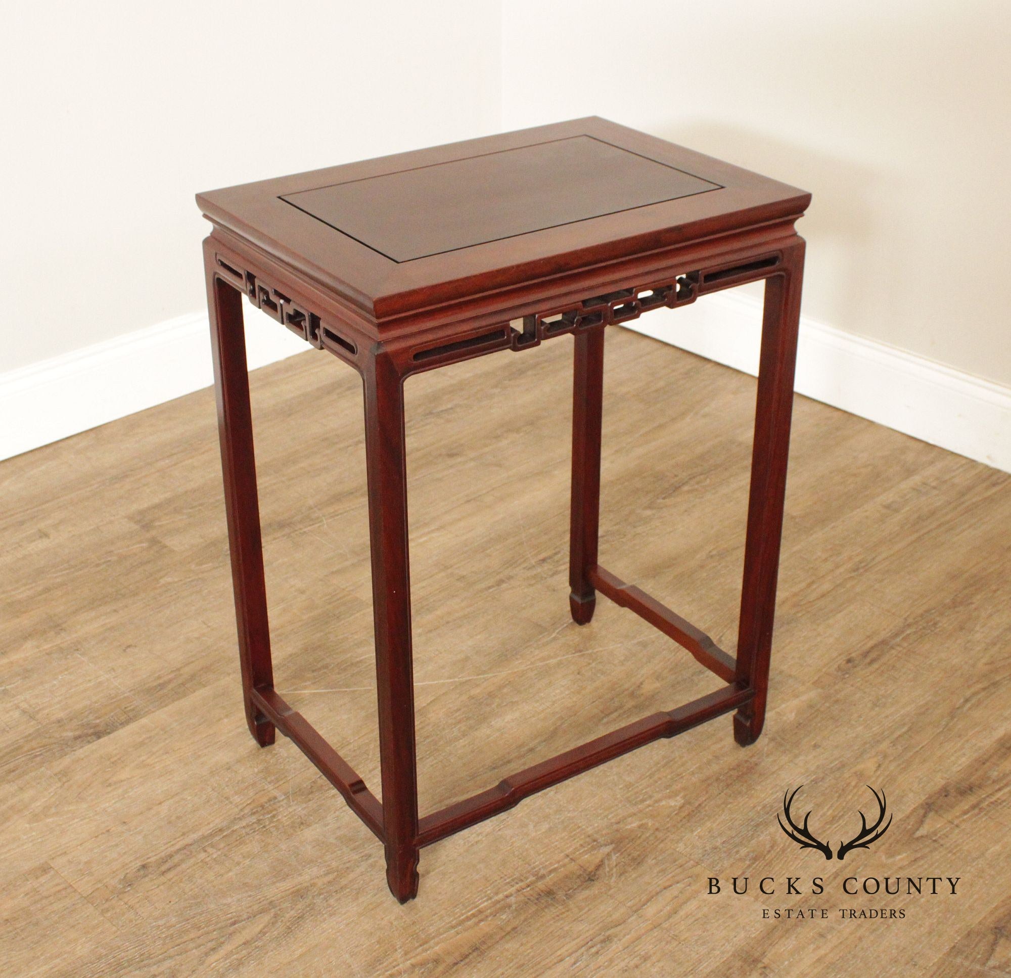 Chinese Vintage Set of Four Carved Rosewood Nesting Tables