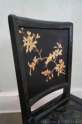 Antique Chinese Black Lacquer Chinoiserie Side Chair