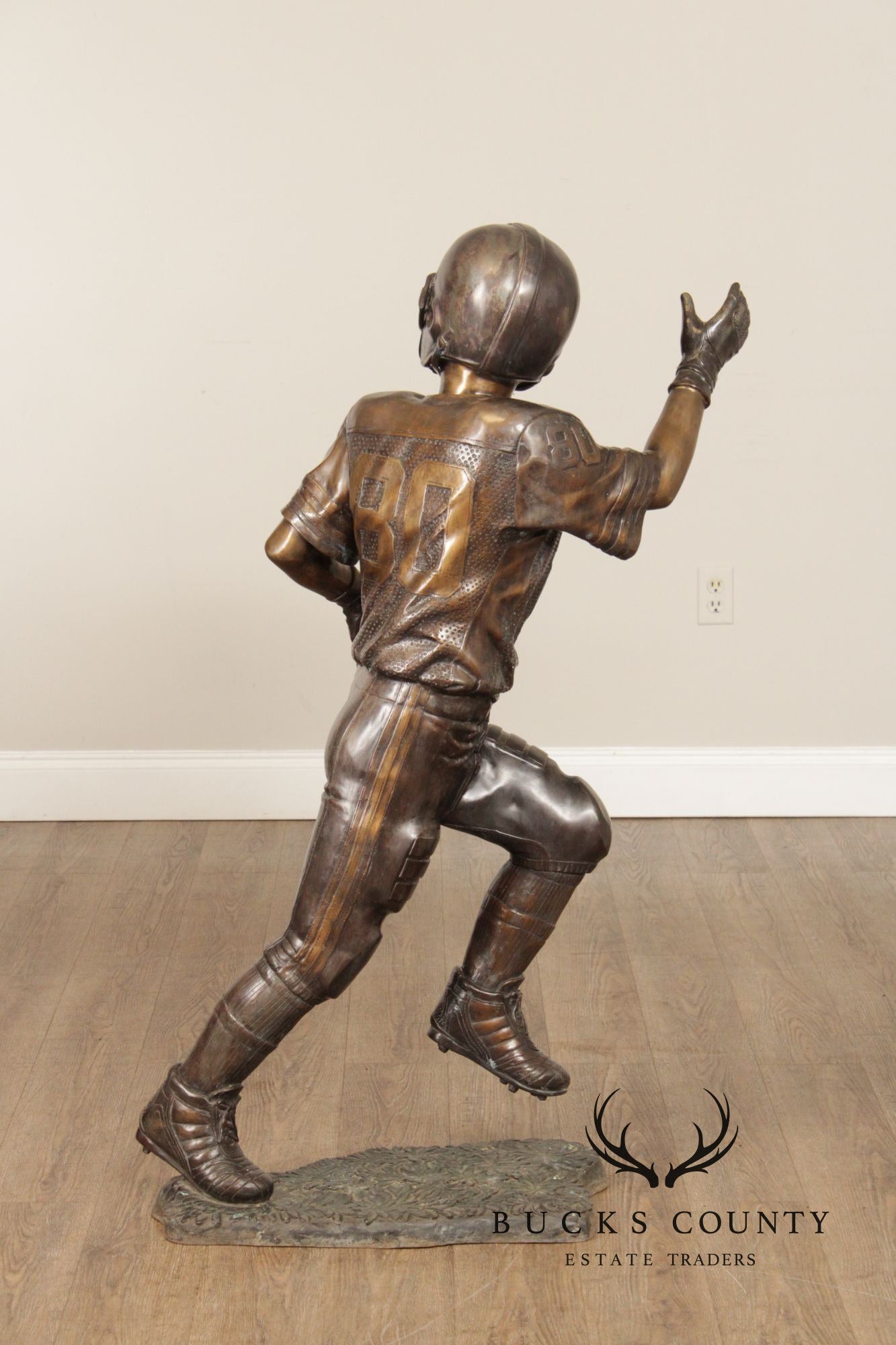 Bronze Garden Statue Of A Football Player