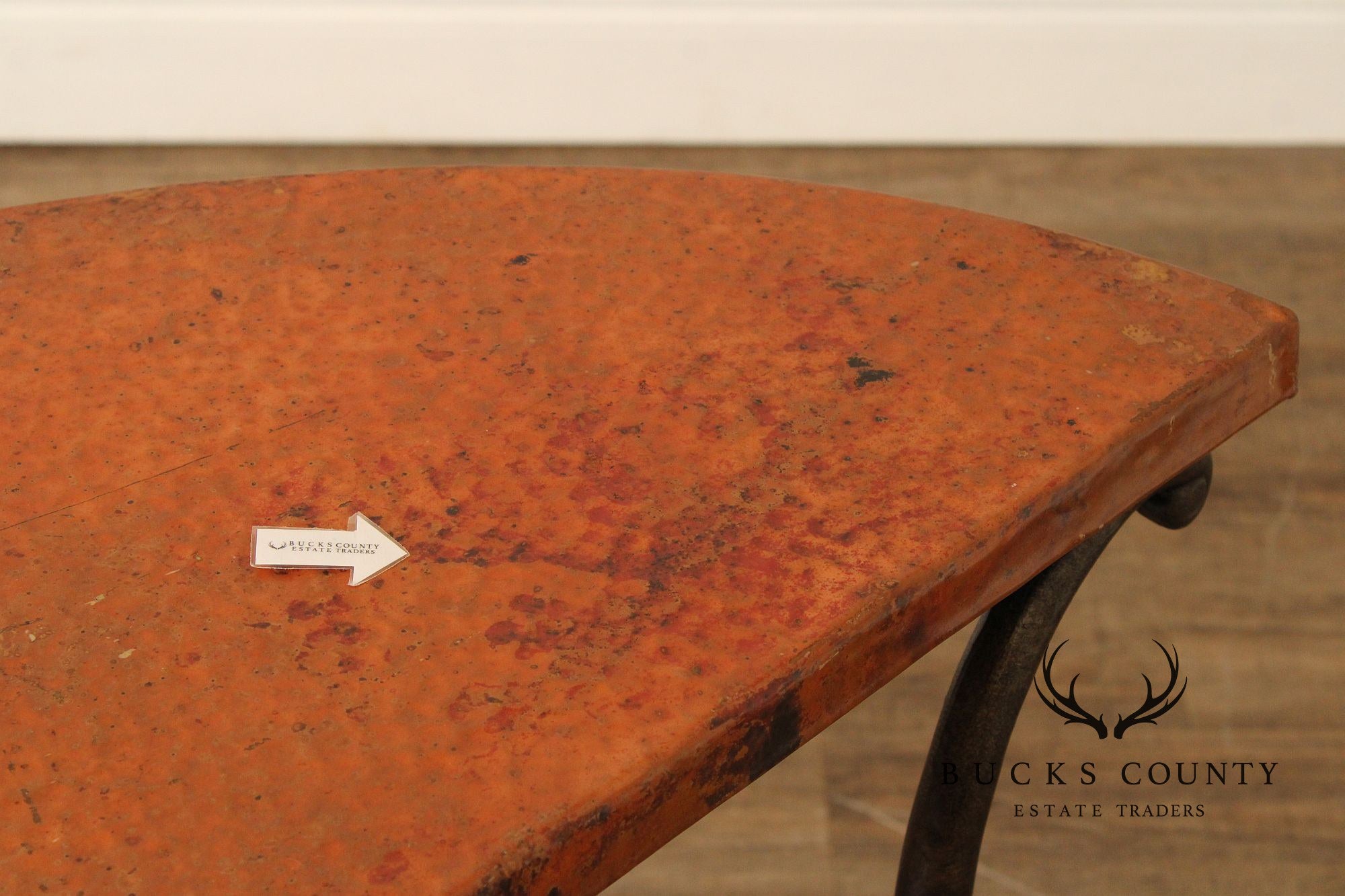 Hammered Copper and Iron Demilune Console Table