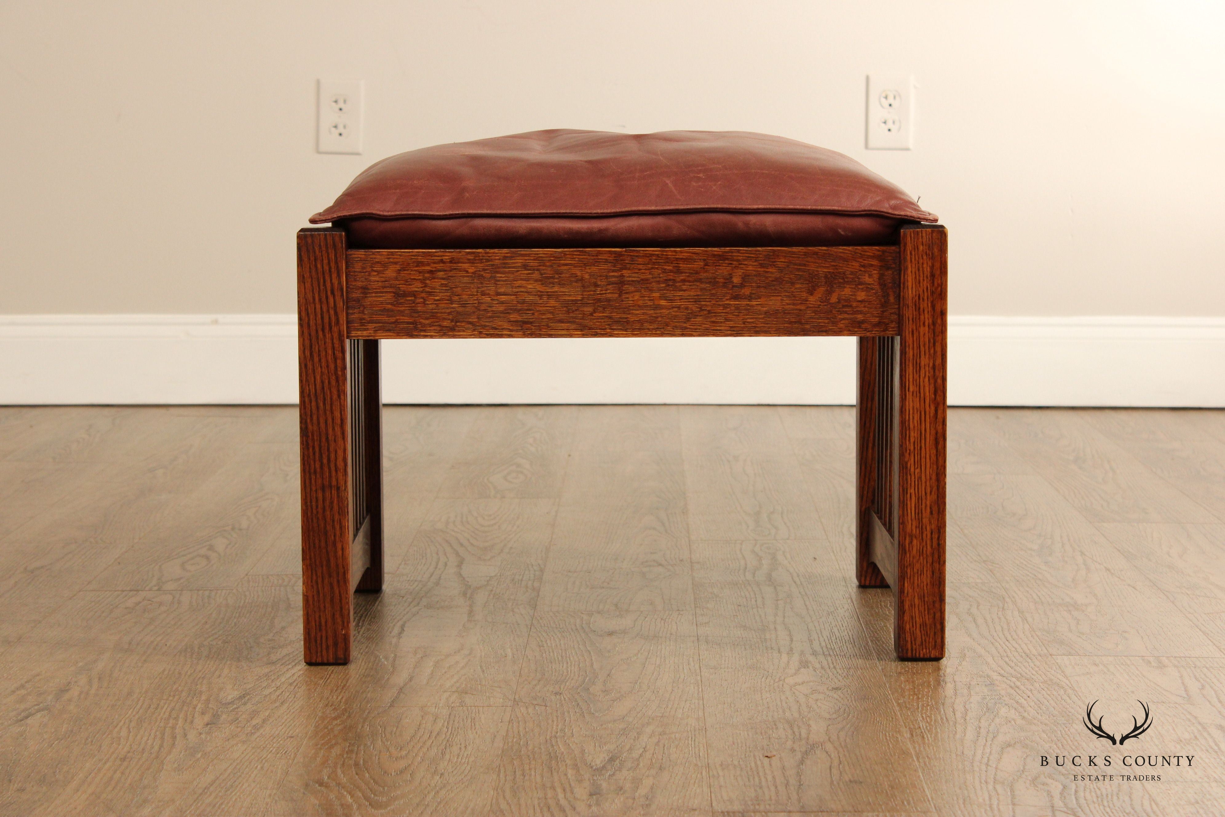 The Michaels Company Mission Style Oak and Leather Footstool