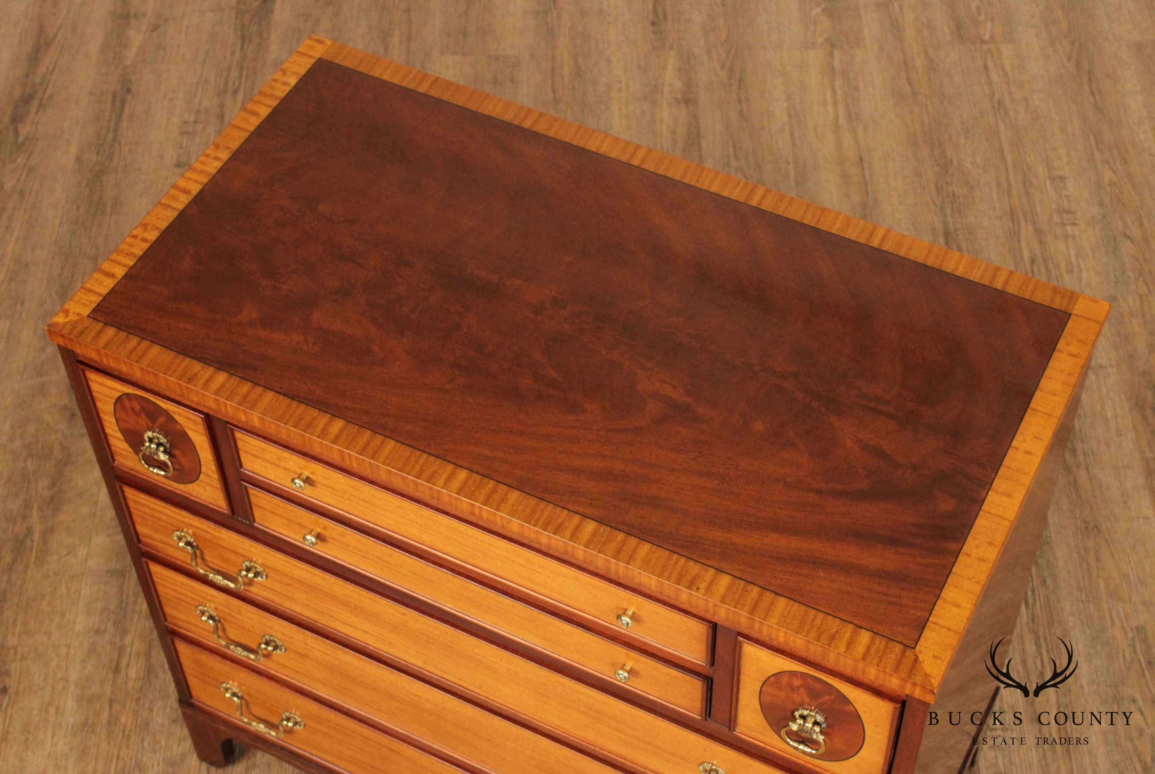 Henkel Harris Hepplewhite Style Mahogany Inlaid Chest of Drawers