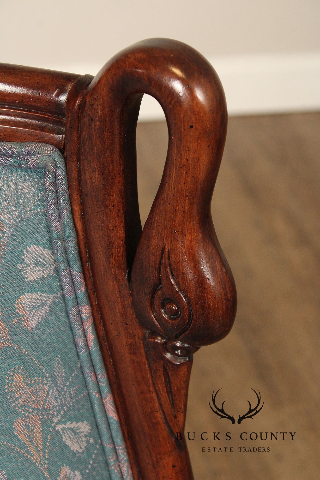 French Empire Style Set of Six Swan Carved Dining Chairs