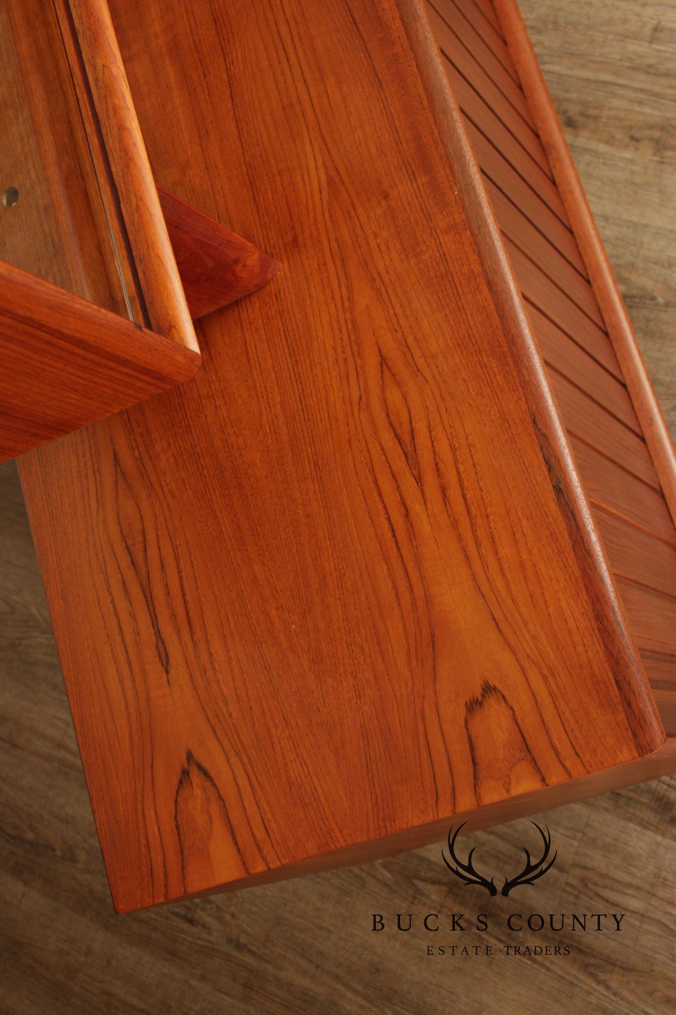 Danish Mid-Century Modern Teak Credenza With Floating Hutch