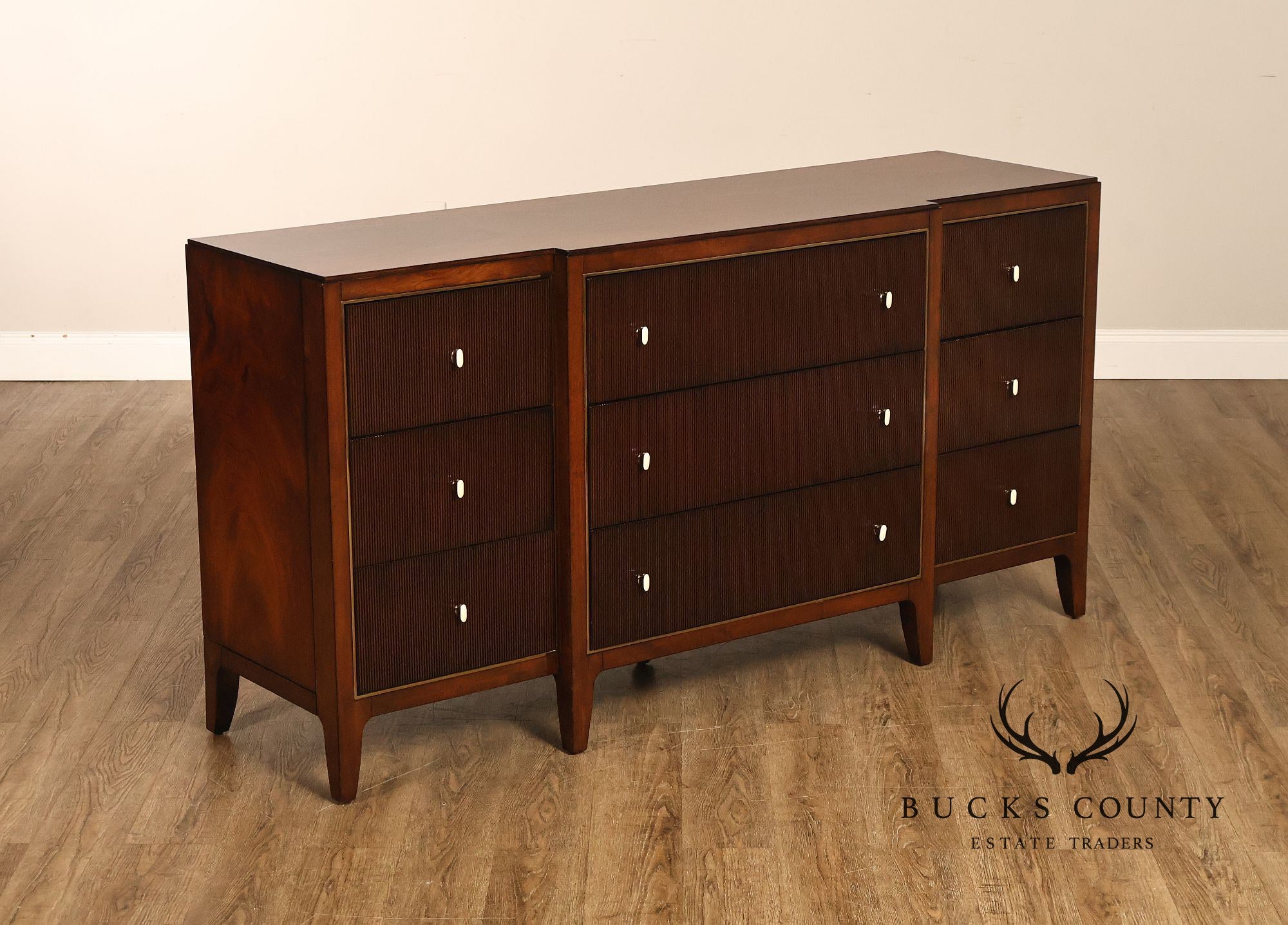 Caracole Modern Nine Drawer Mahogany Long Dresser