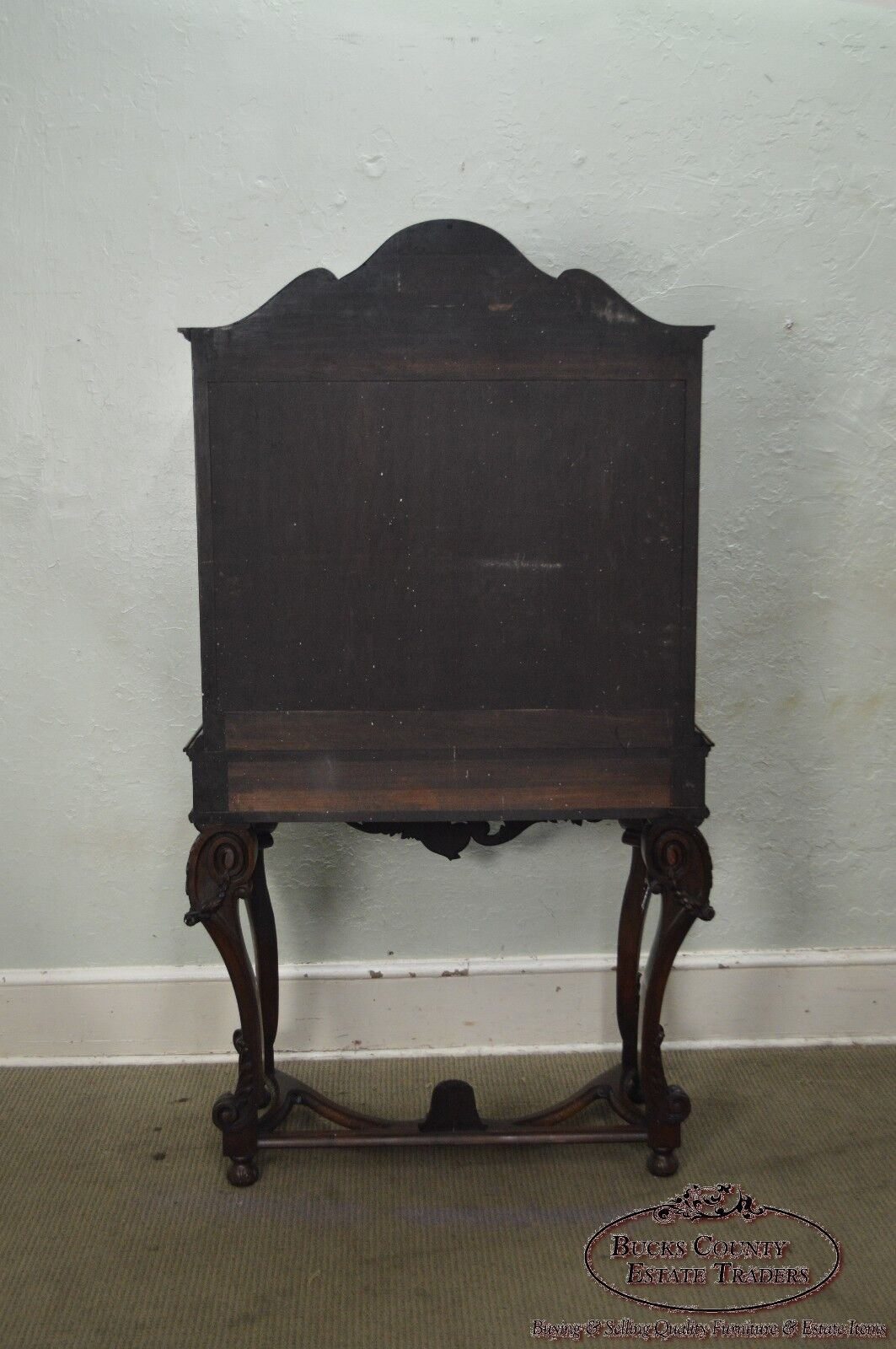 1930s Marquetry Inlaid Georgian Style Carved 2 Door Cabinet