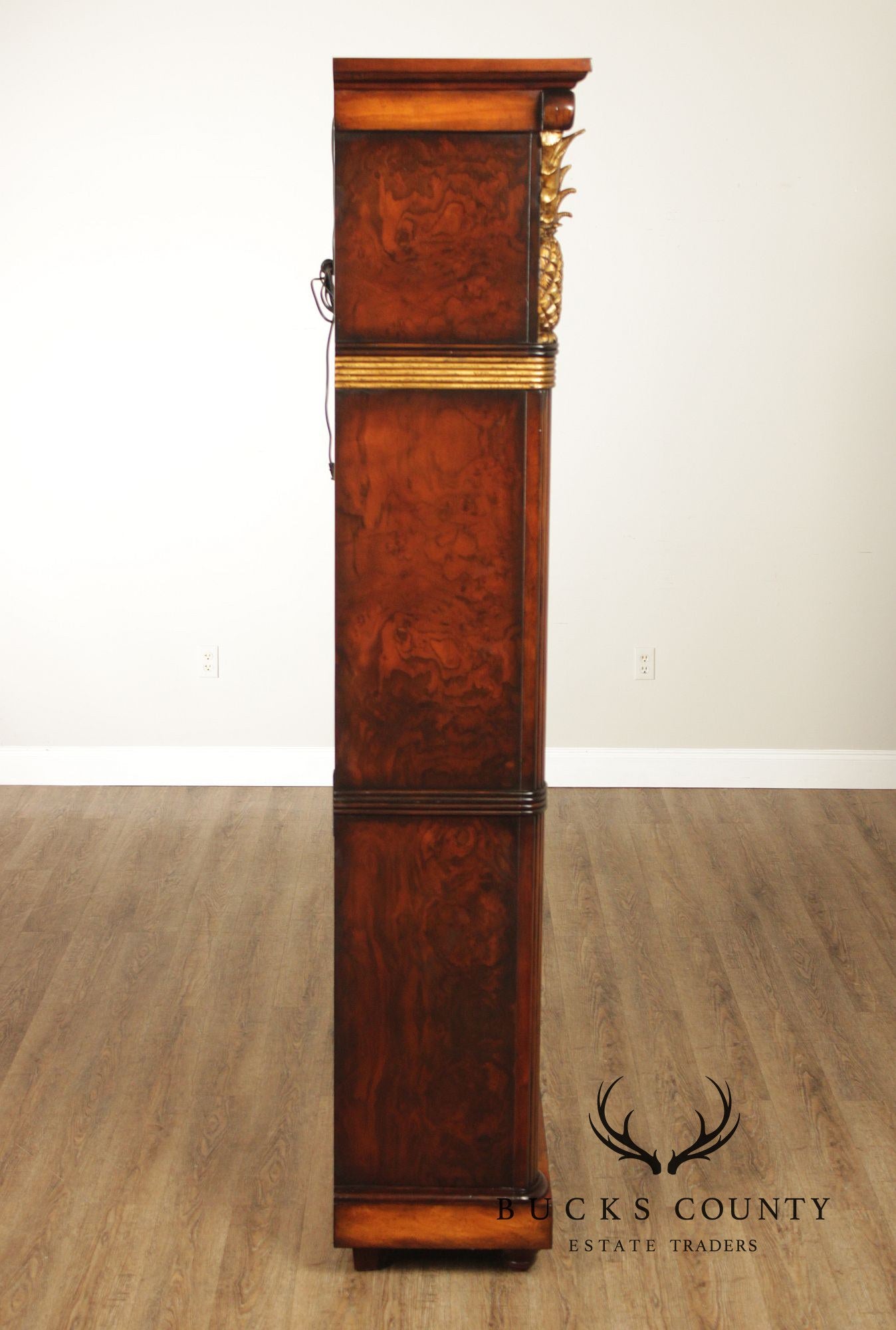 Century Furniture Pair Of Pineapple Carved Lighted Library Bookcases