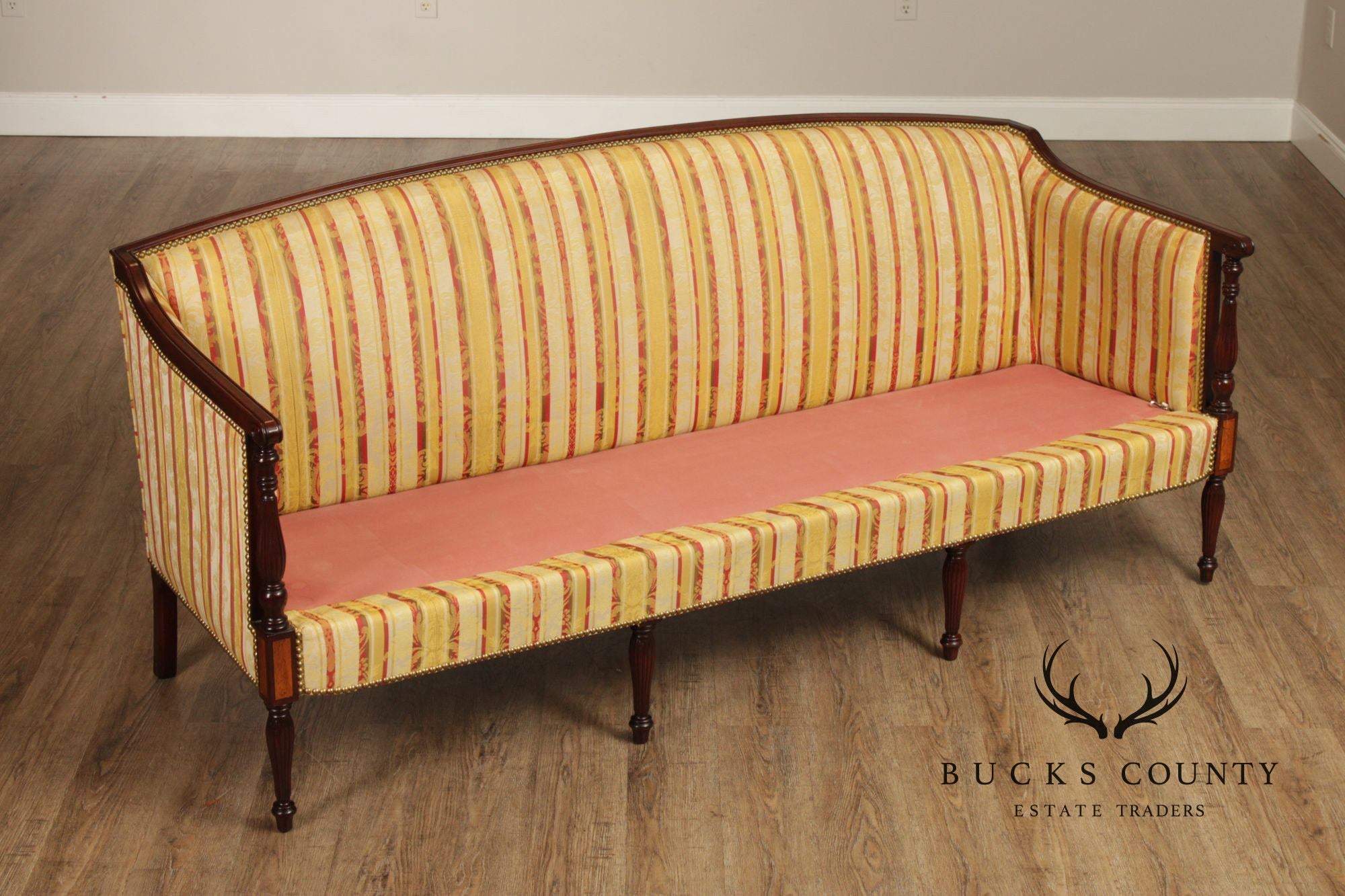 Sheraton Style Upholstered Mahogany Sofa
