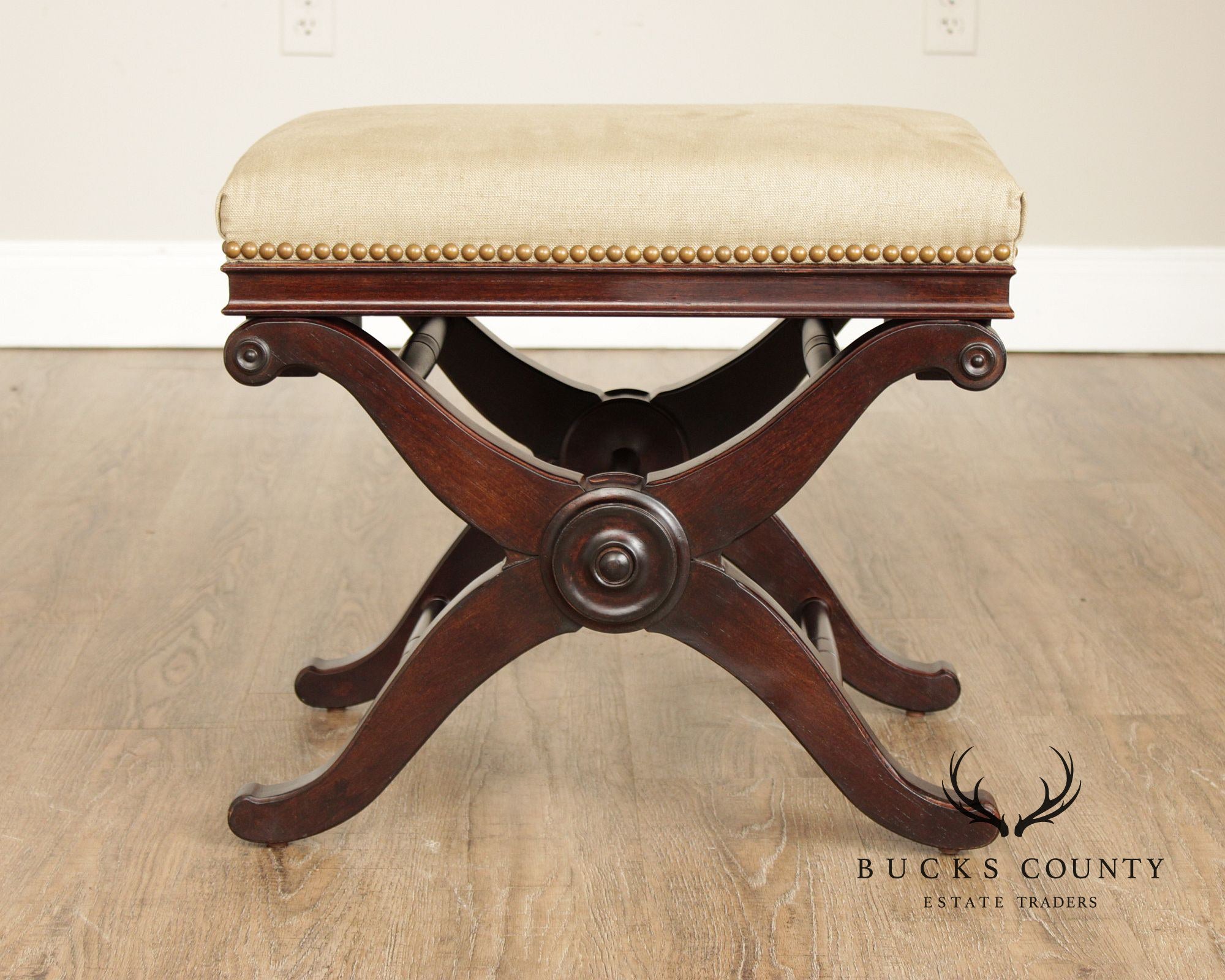 Restoration Hardware English Regency Style Mahogany X Base Bench