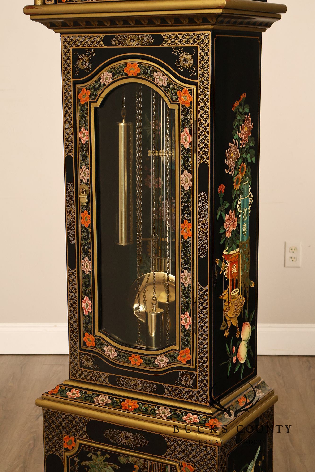 Hermle Chinoiserie Style Tall Case Grandfather Clock