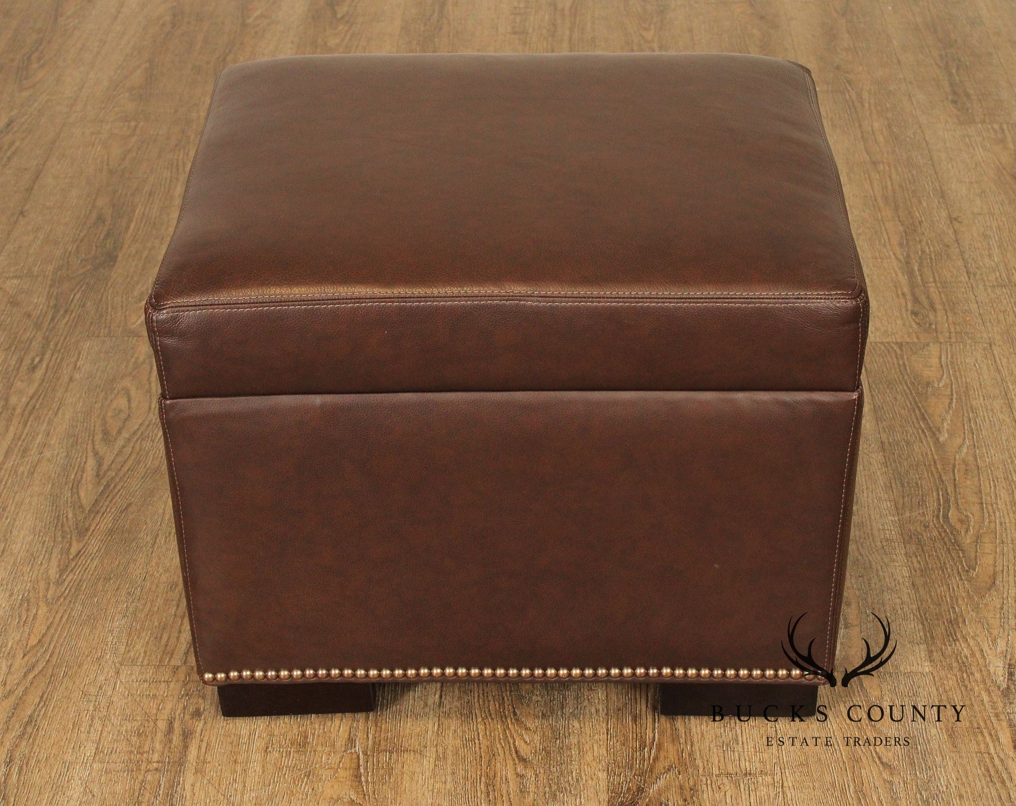 Traditional Leather Club Chair and Ottoman