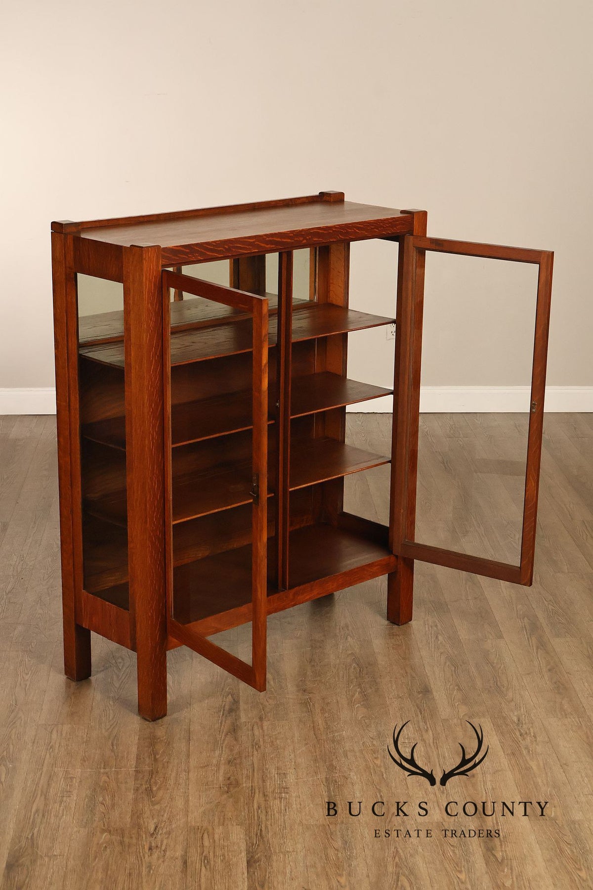 Antique Grand Rapids Mission Oak China Cabinet