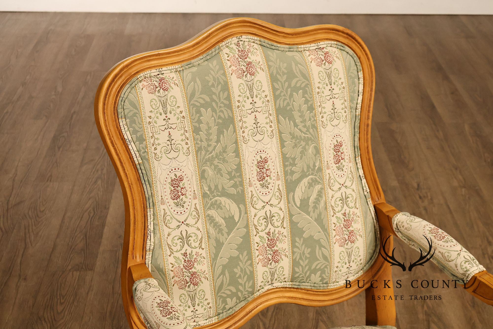 Ethan Allen French Louis XV Style Pair Of Upholstered Armchairs