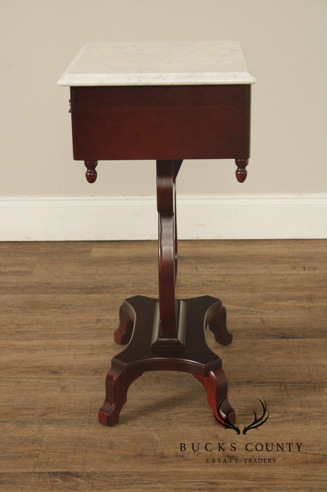 Victorian Style Marble Top Mahogany Side Table