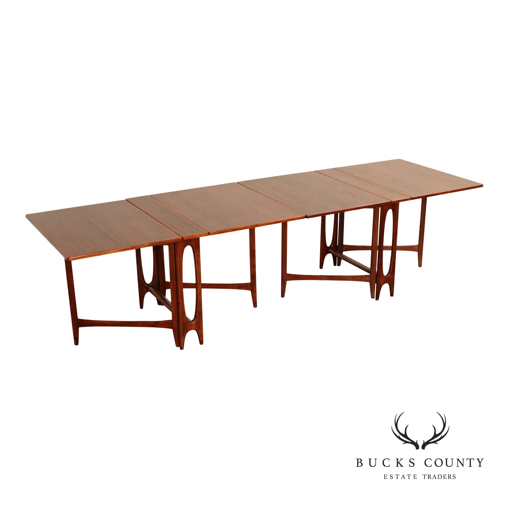 Bendt Winge Danish Modern Pair of Walnut Tuckaway Dining Tables