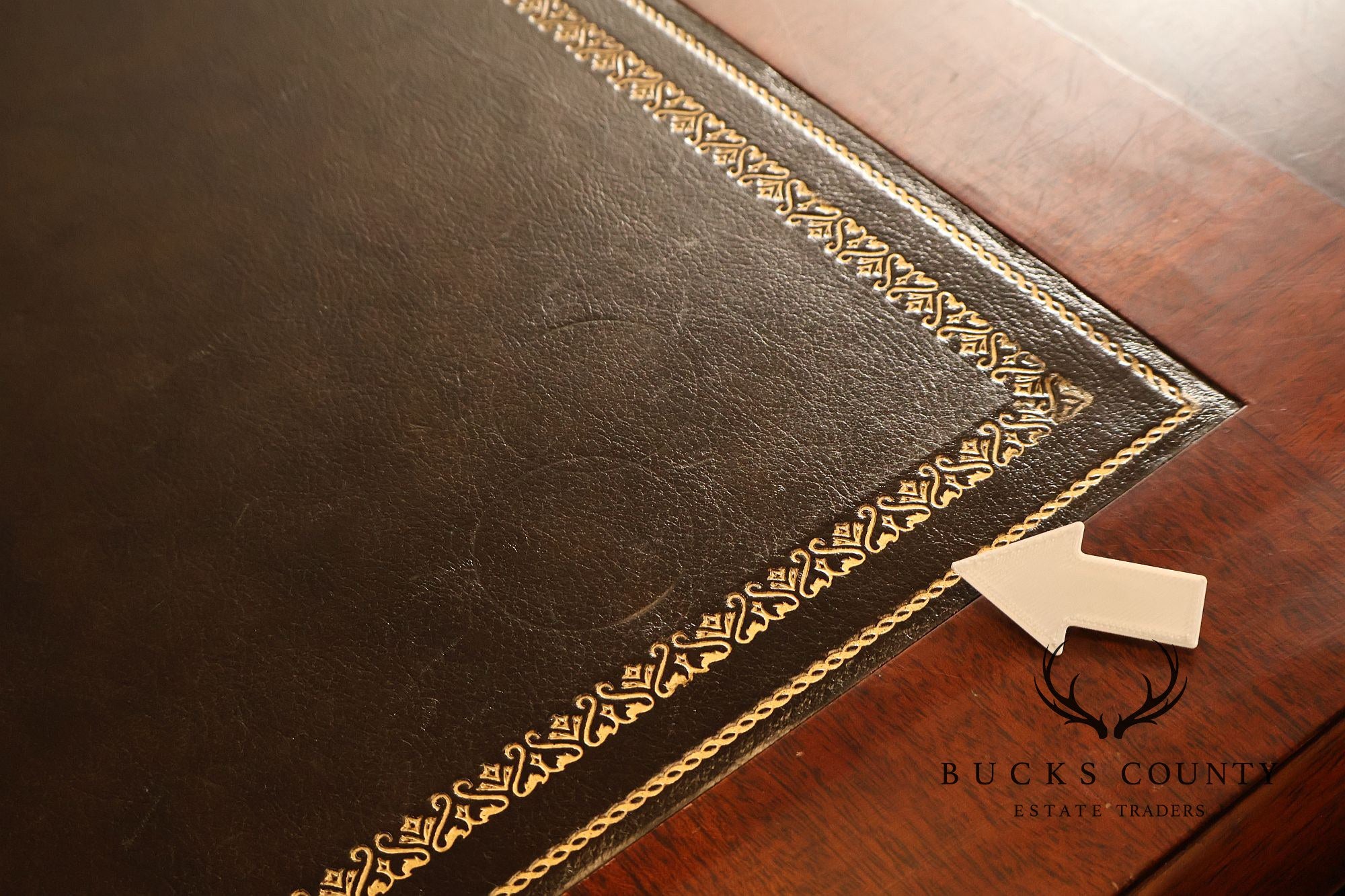 Henkel Harris Mahogany And Burlwood Leather Top Executive Desk