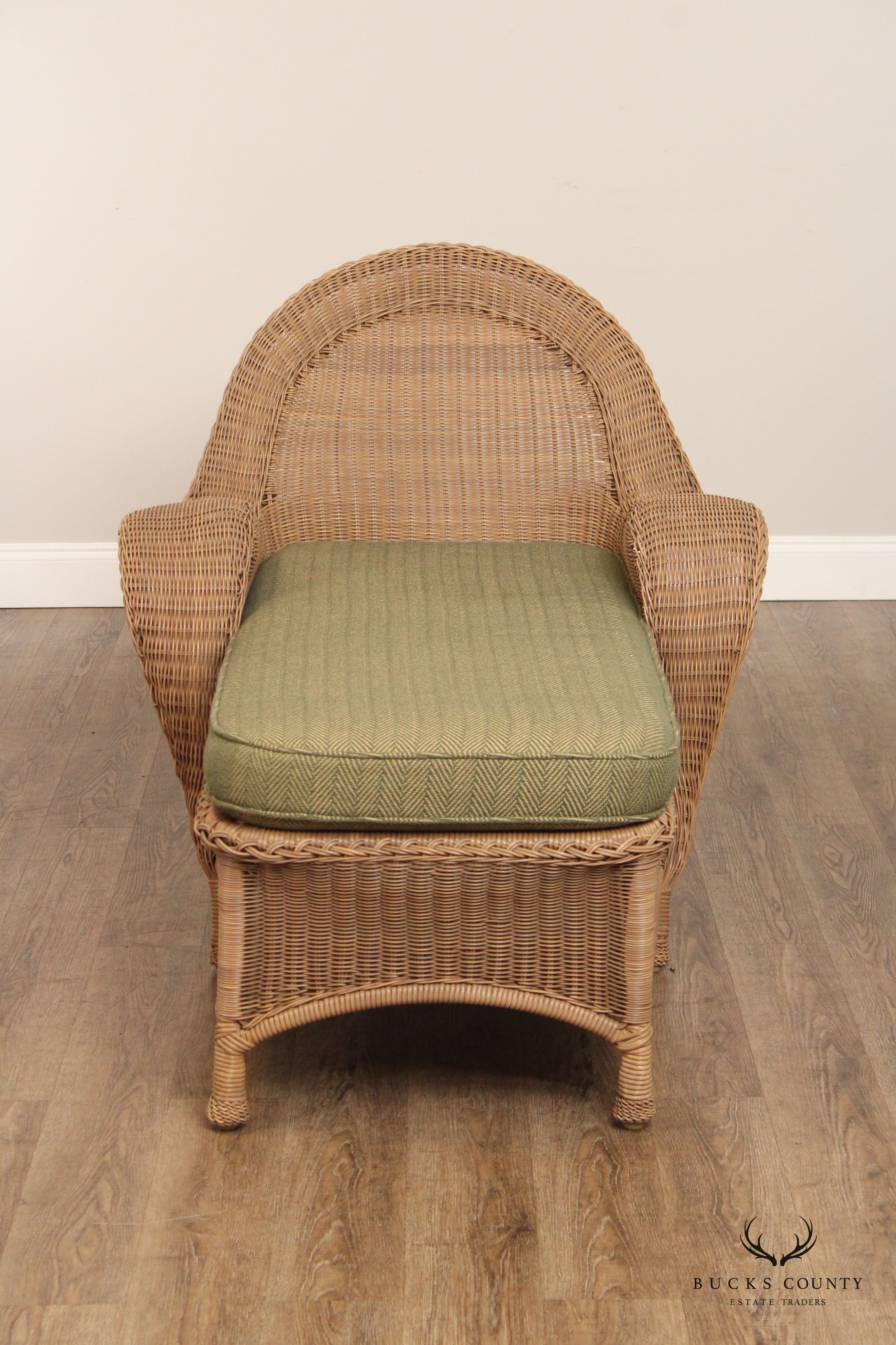 Victorian Style Woven Wicker Patio Chaise Lounge