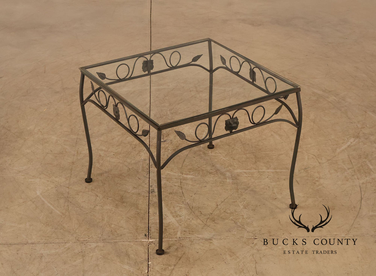 Vintage Glass Top Outdoor Patio Coffee Table