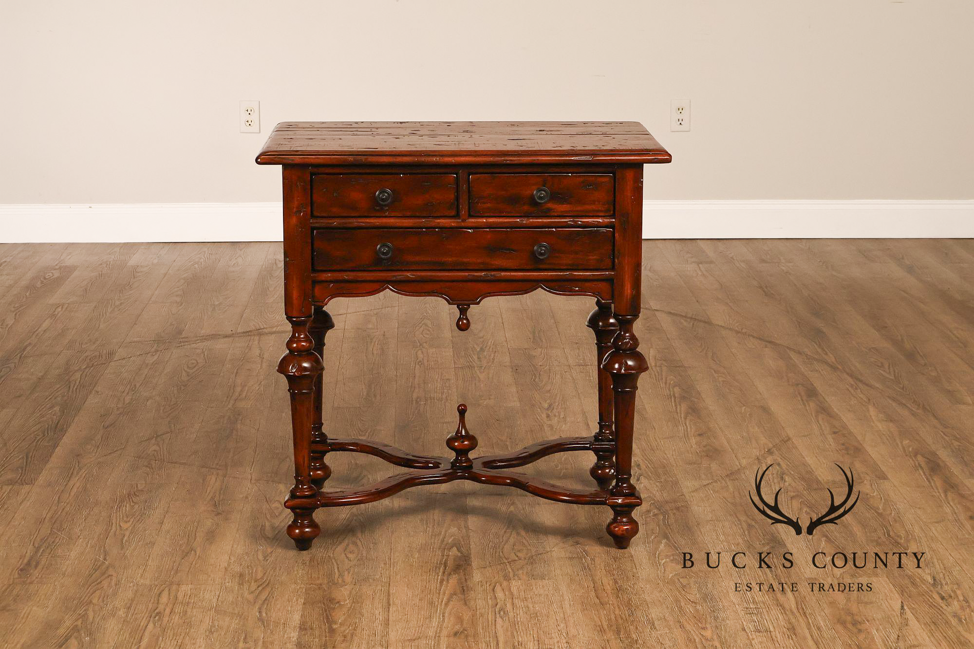 Theodore Alexander Castle Bromwich Antiqued Wood Lowboy End Table