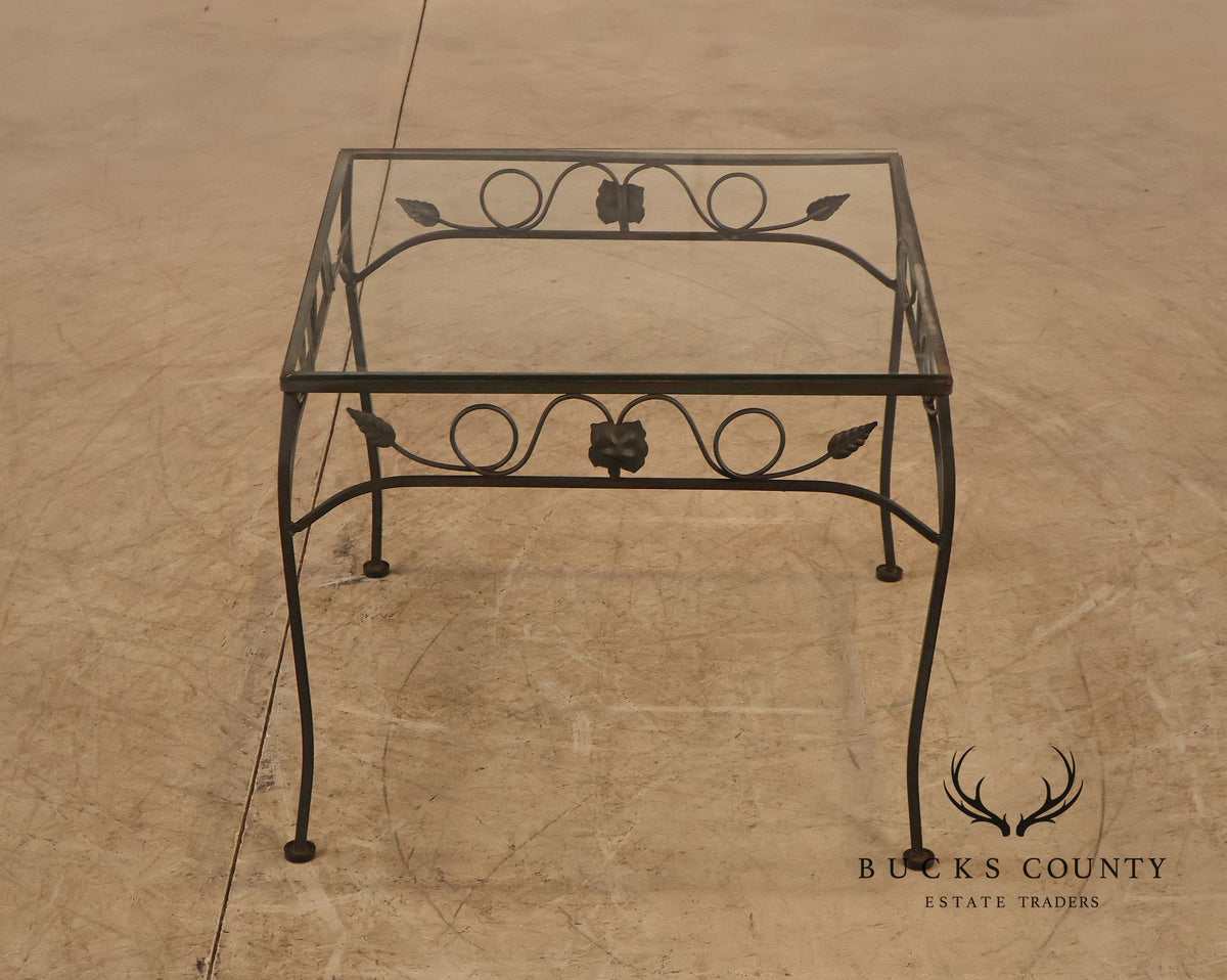 Vintage Glass Top Outdoor Patio Coffee Table