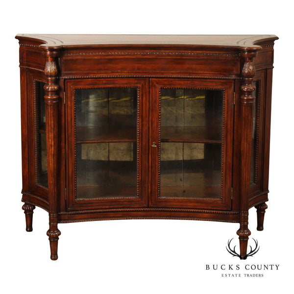 English Regency Style Leather Display Console Cabinet or Bookcase