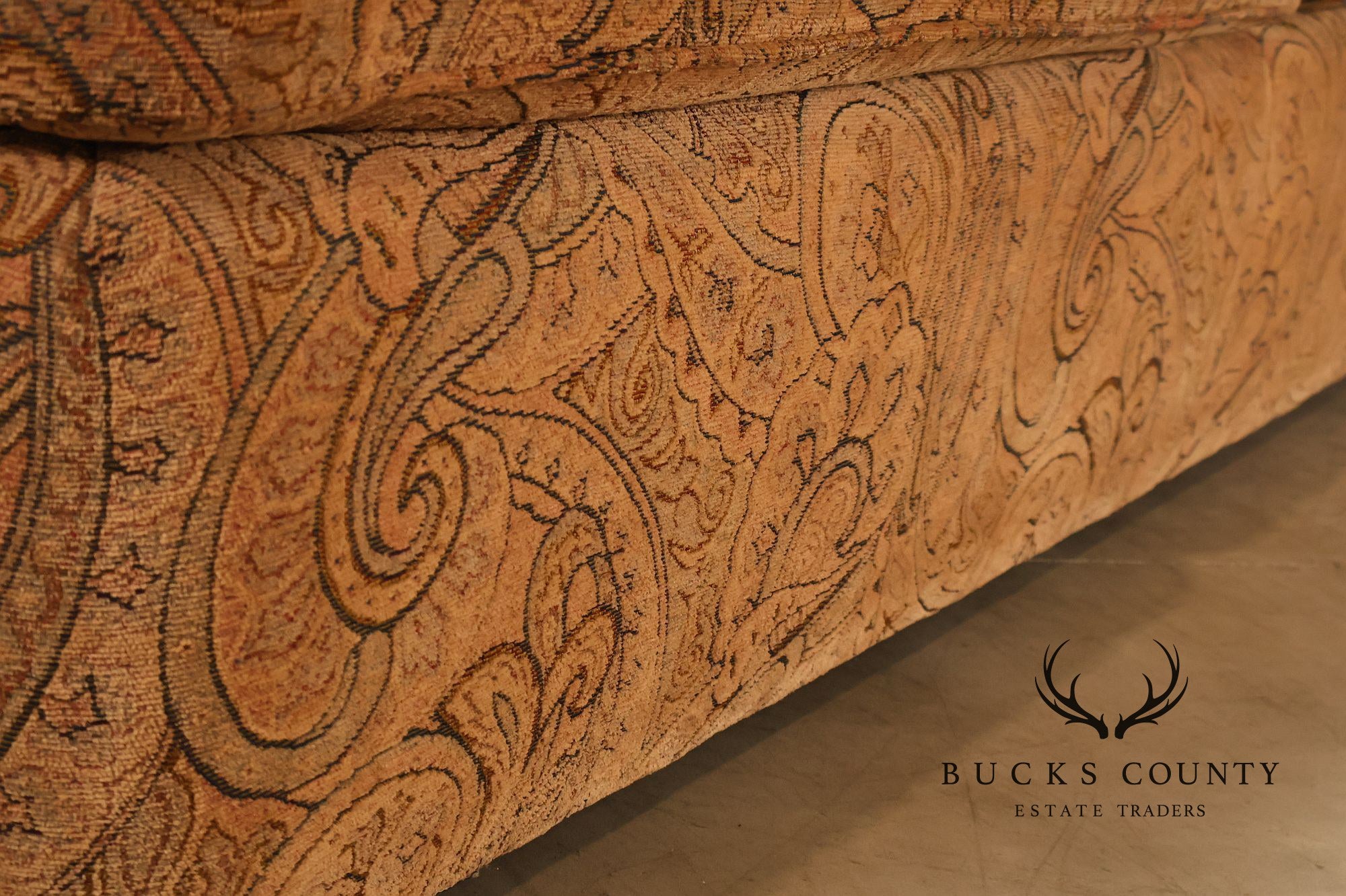 Kravet Paisley Upholstered Rolled Arm Sofa