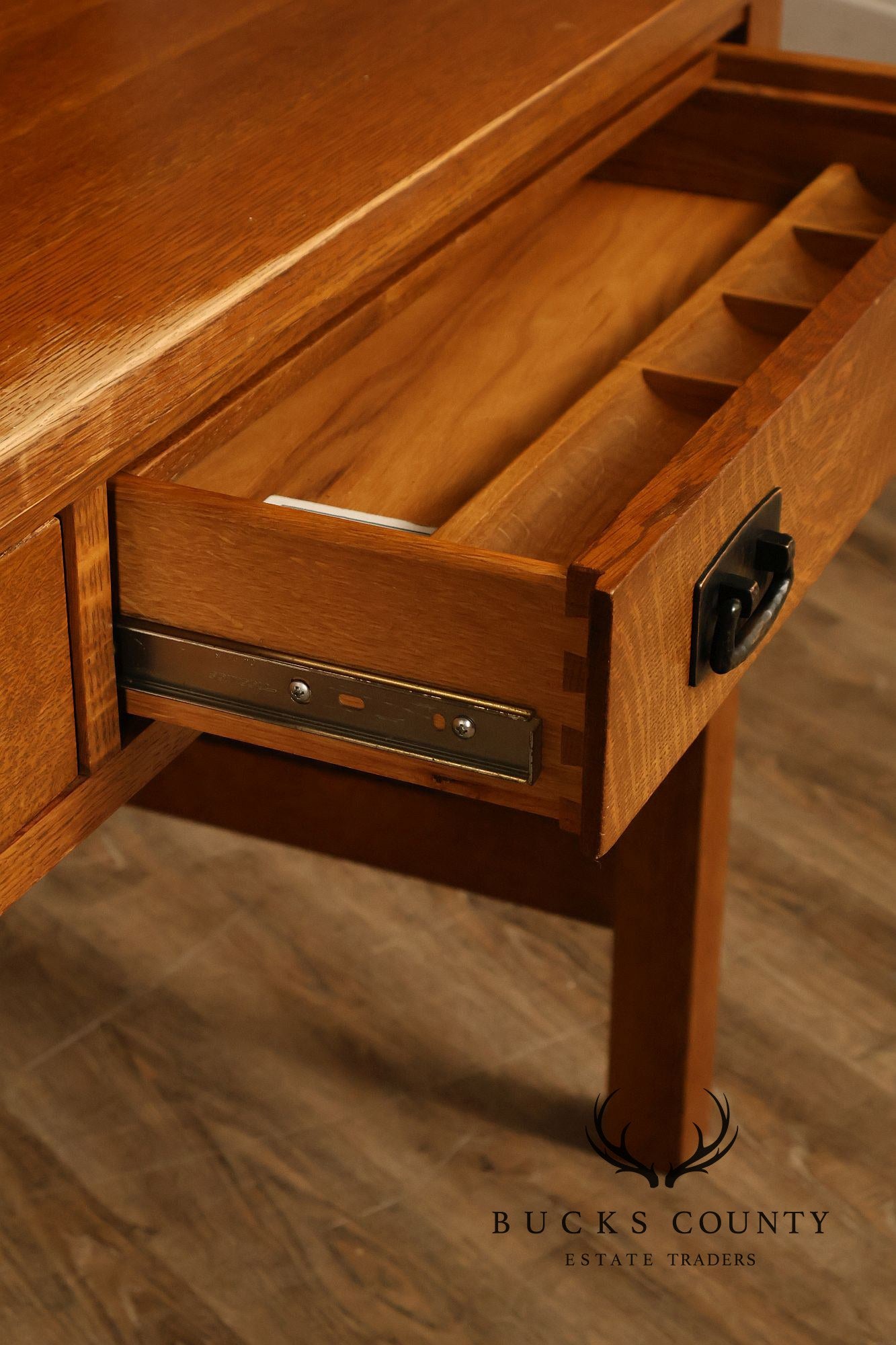Stickley Mission Collection Oak Spindle Desk with Hutch