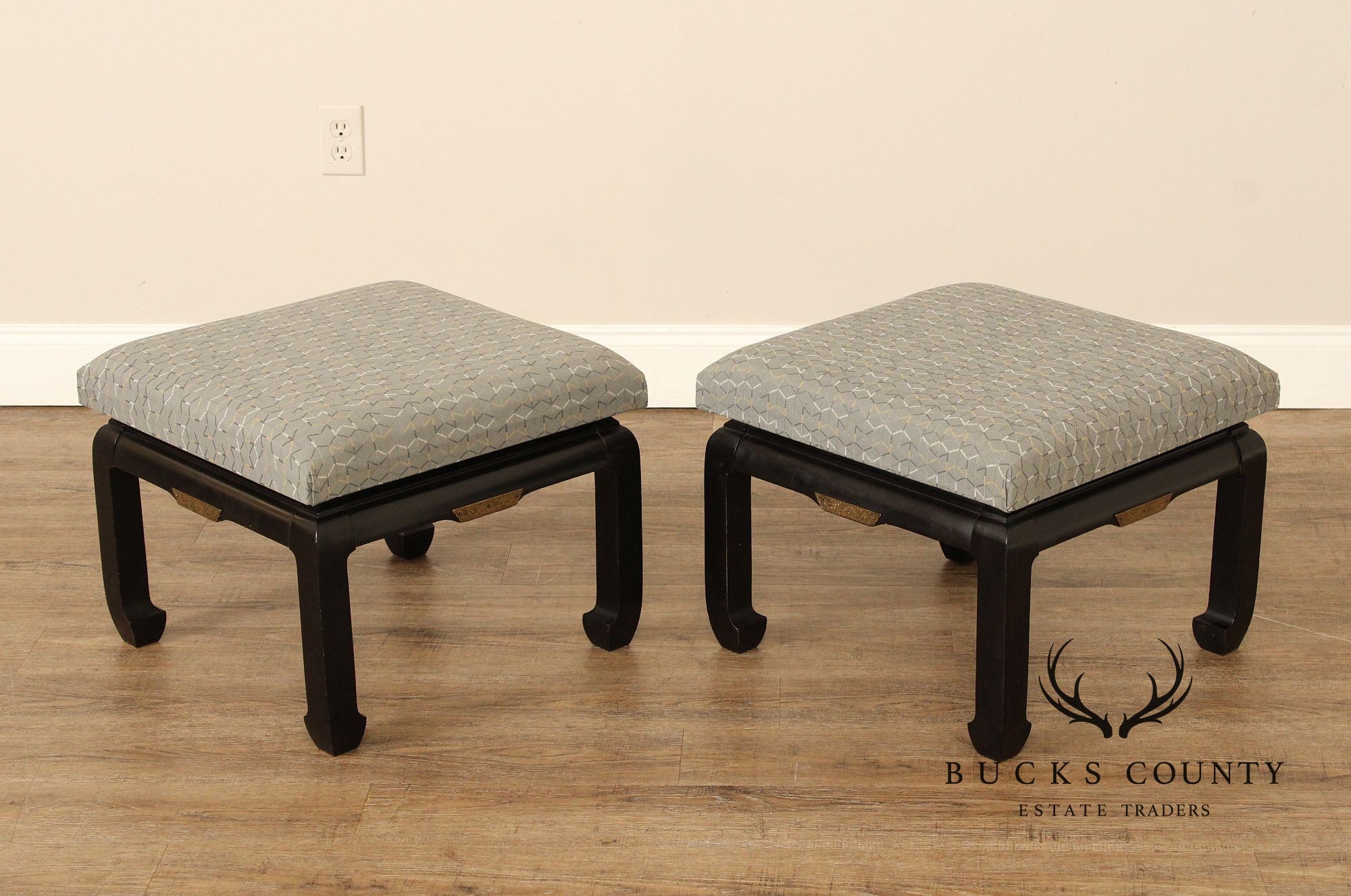 Ming Style  Mid-Century Pair of Low Stools