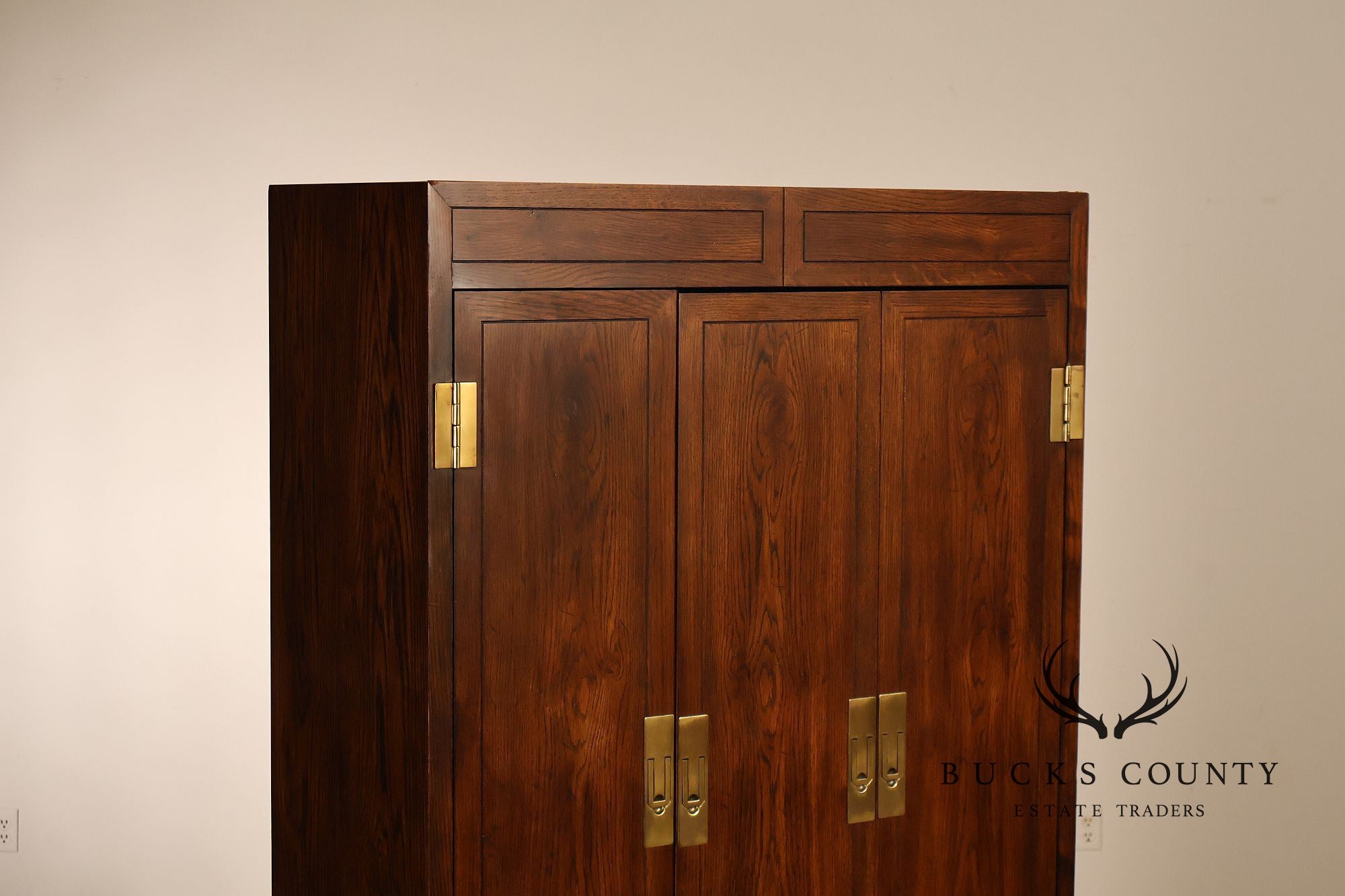 Henredon Scene One Campaign Style Walnut Armoire Chest