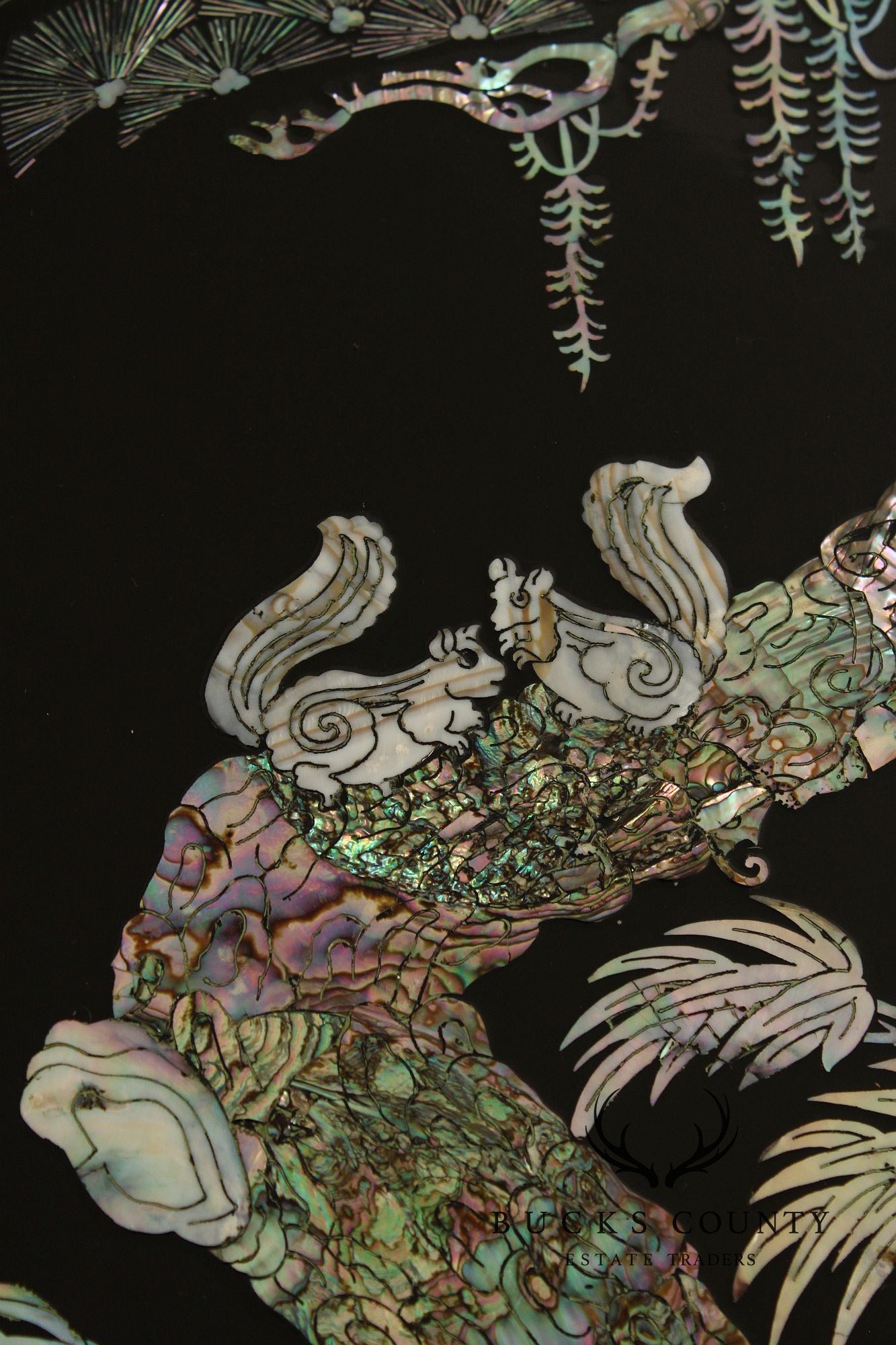 Korean Vintage Black Lacquer And Mother of Pearl Inlaid Coffee Table