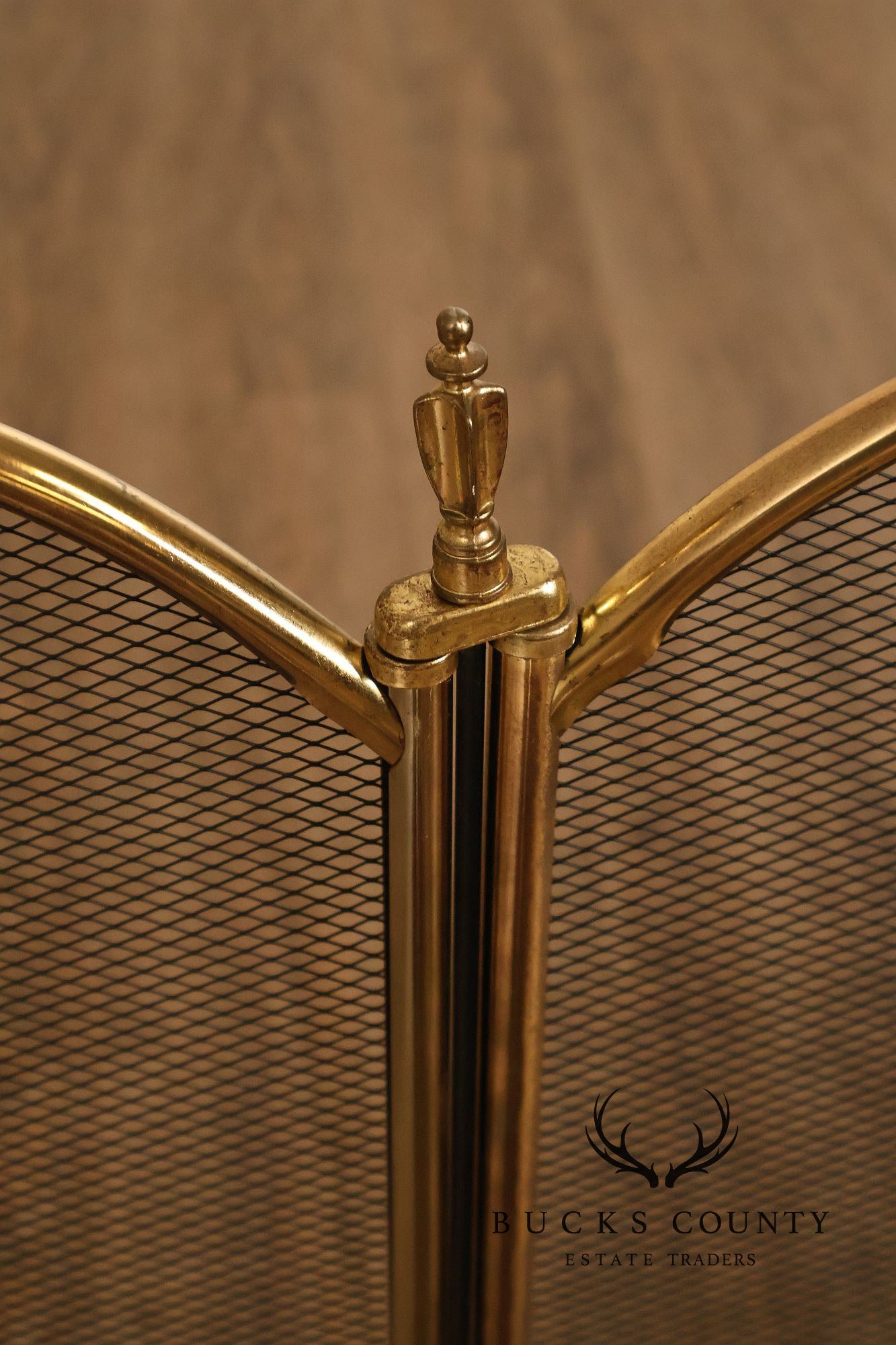 Vintage Brass Four-Panel Folding Fireplace Screen