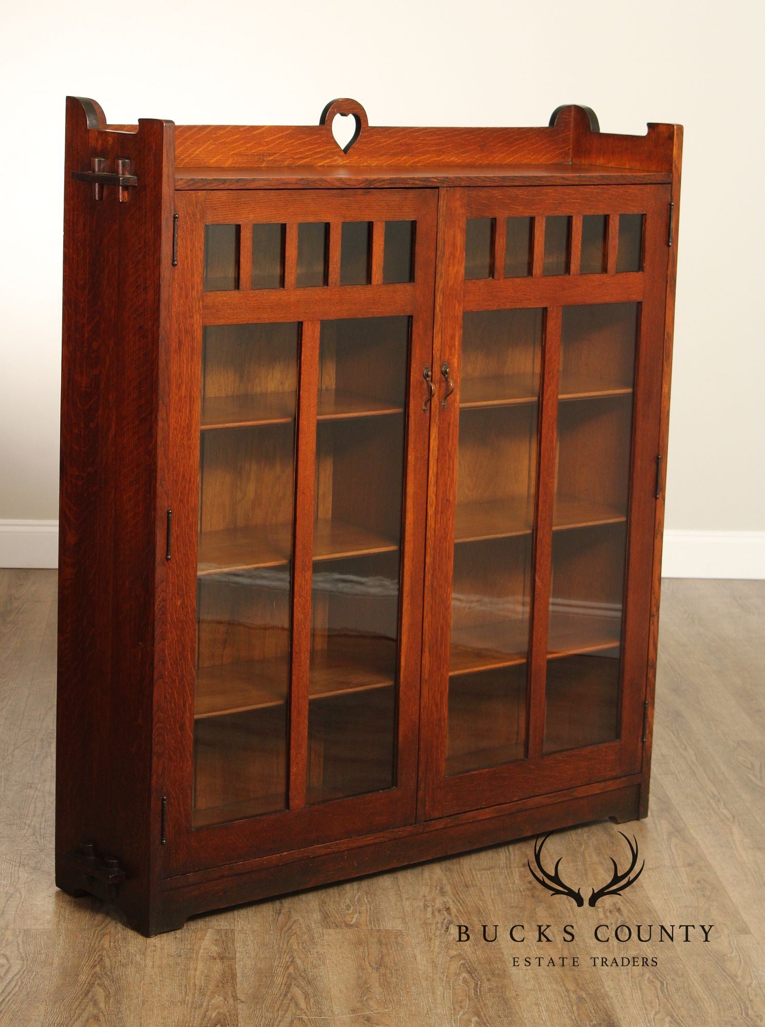 Stickley Brothers Antique Mission Oak Glass Door Bookcase