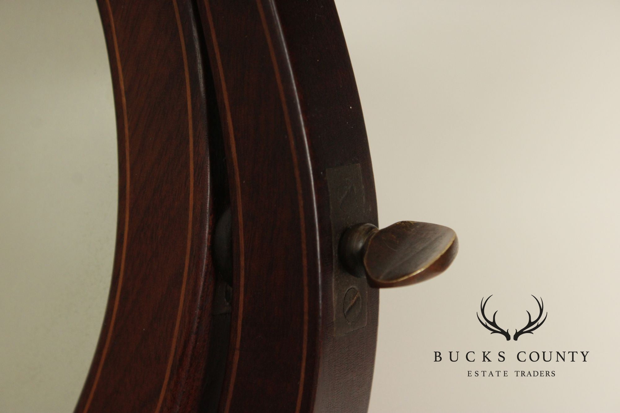 Potthast Bros. Federal Style Mahogany Shaving Mirror With Serpentine Base And Oval Swivel Glass