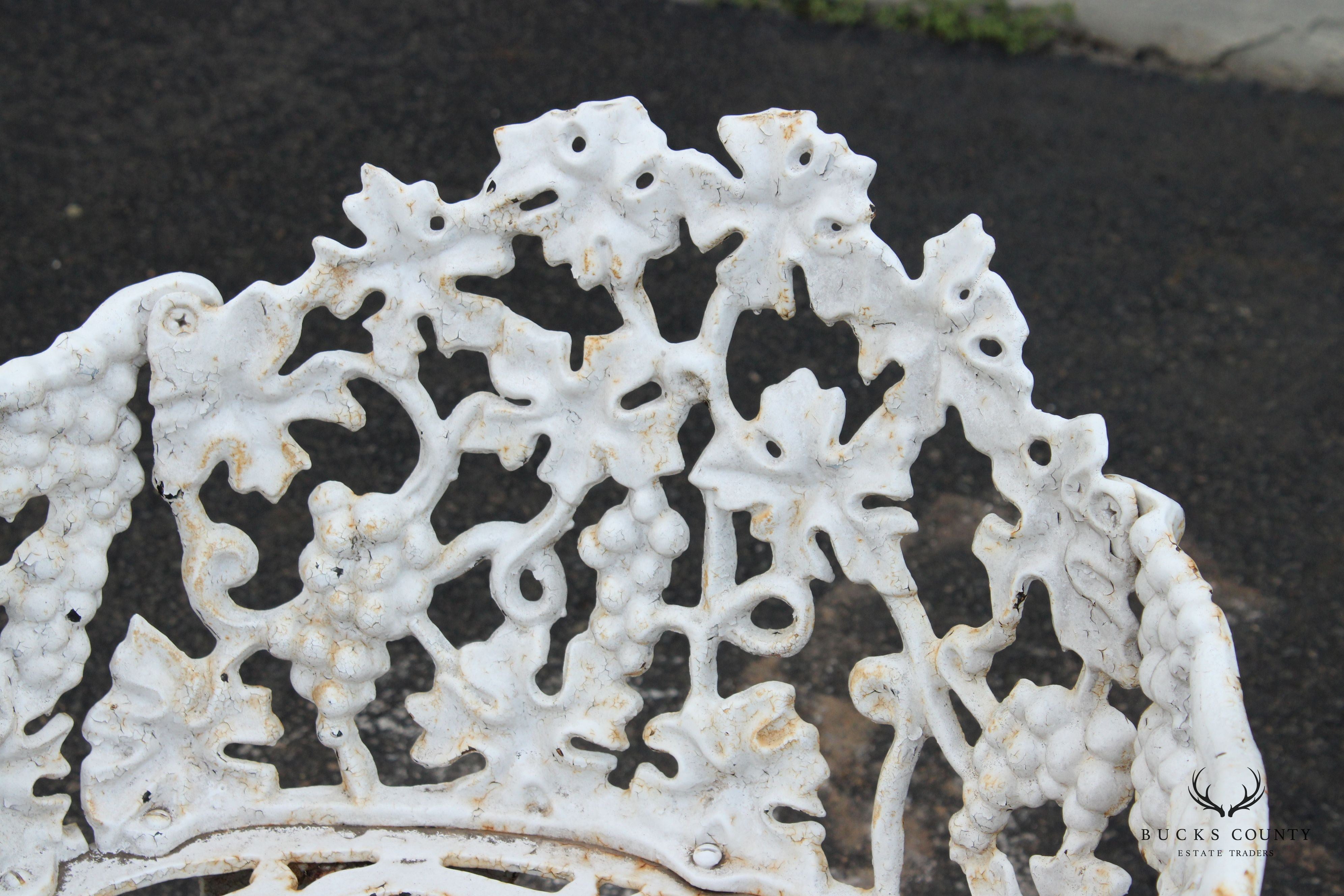 Victorian Style Pair Cast Iron Grapevine Leaves Garden Chairs