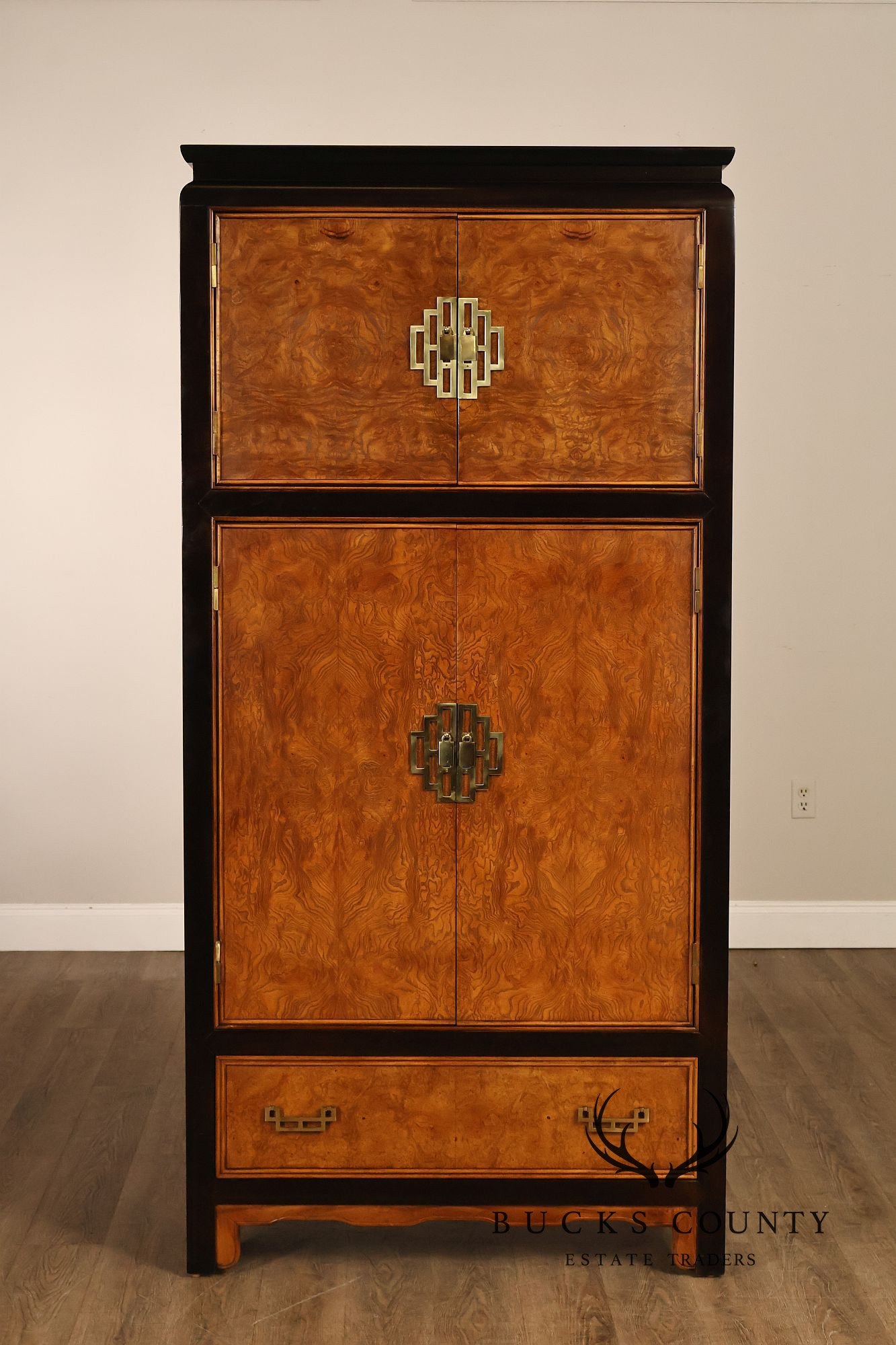 Century Chin Hua Furniture Asian Style Burl Wood Cabinet Armoire