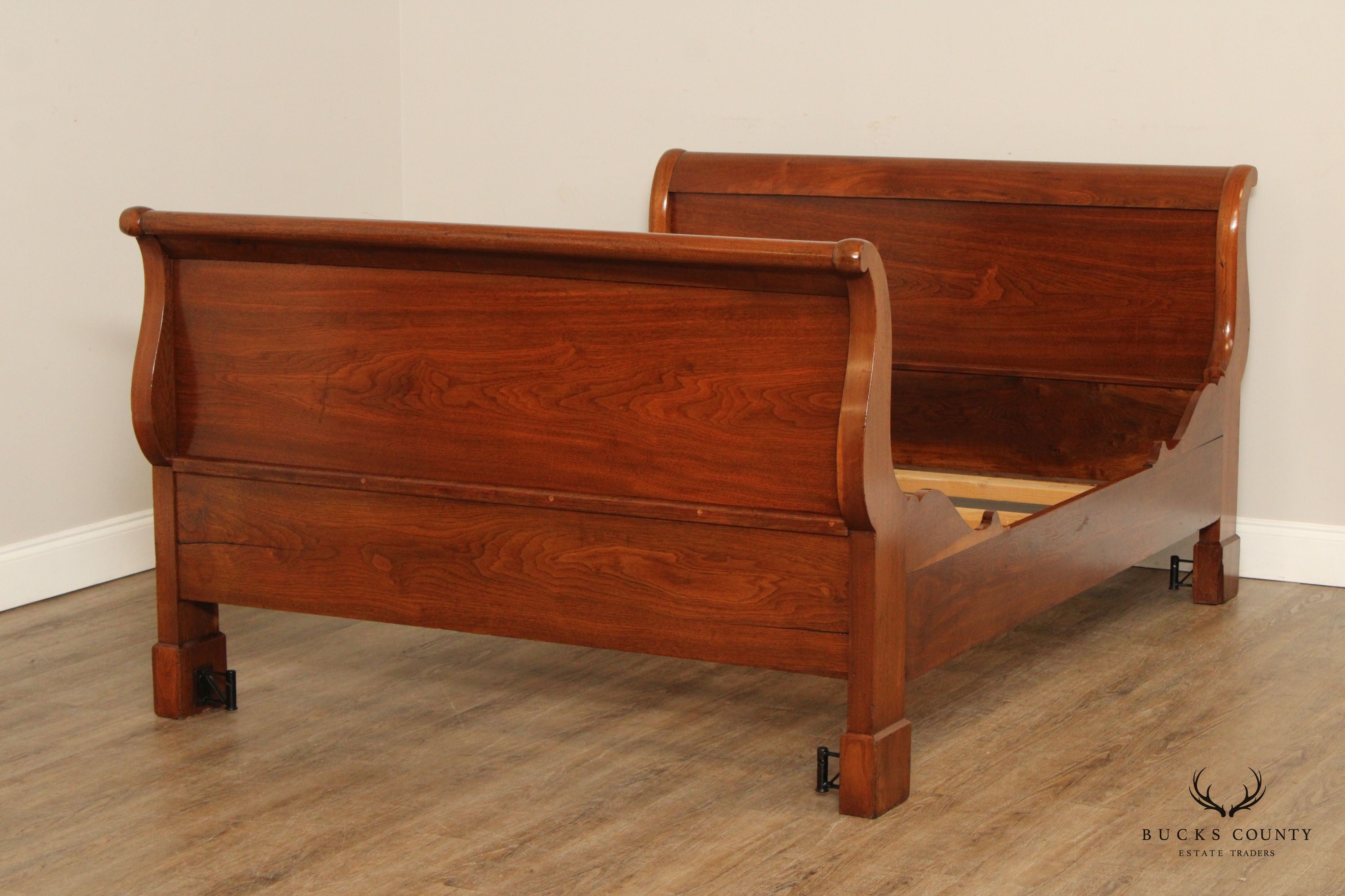 Antique Empire Full-Size Walnut Sleigh Bed