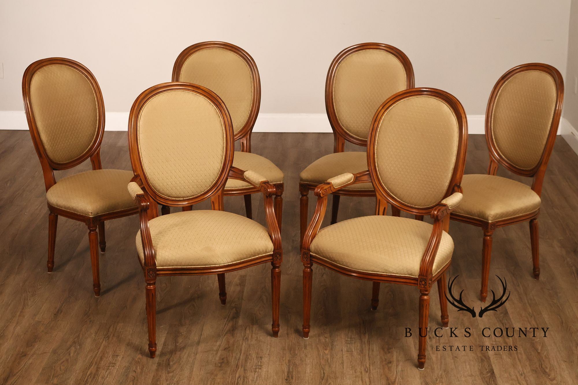 Stickley Louis XVI Directore Style Set Of Six Cherry Dining Chairs