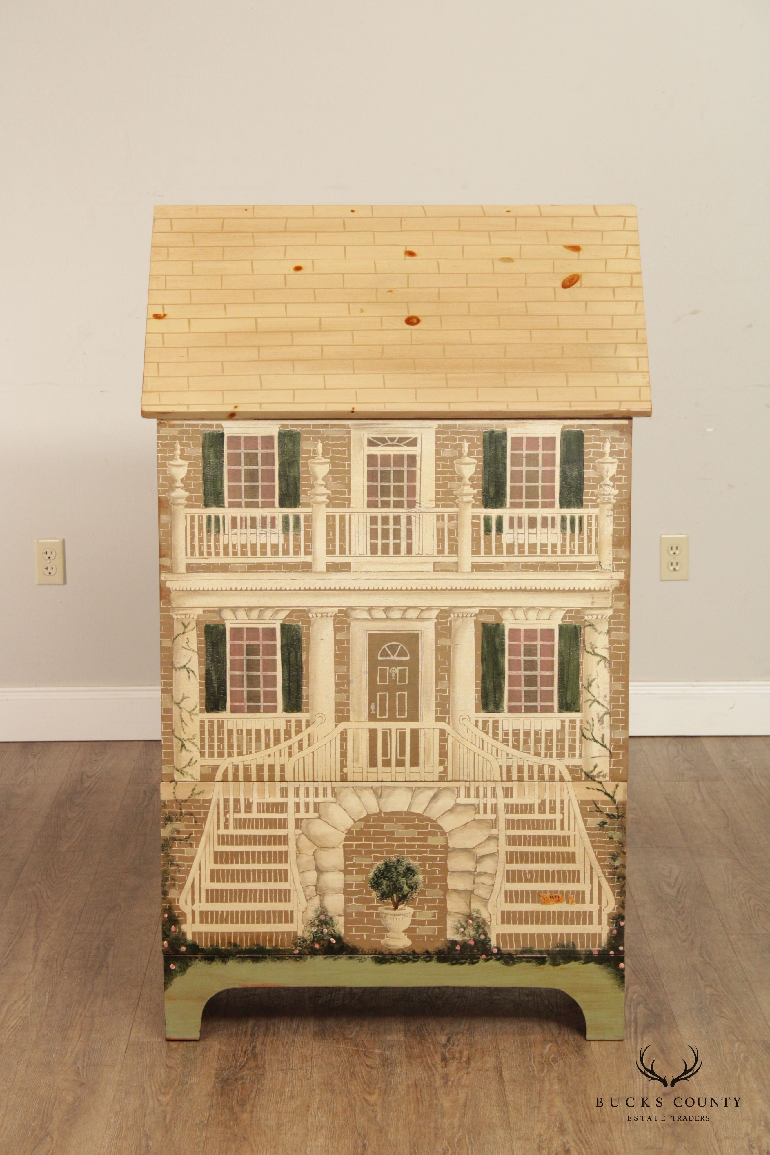 Hand Painted Pine Swivel Media Cabinet Stand