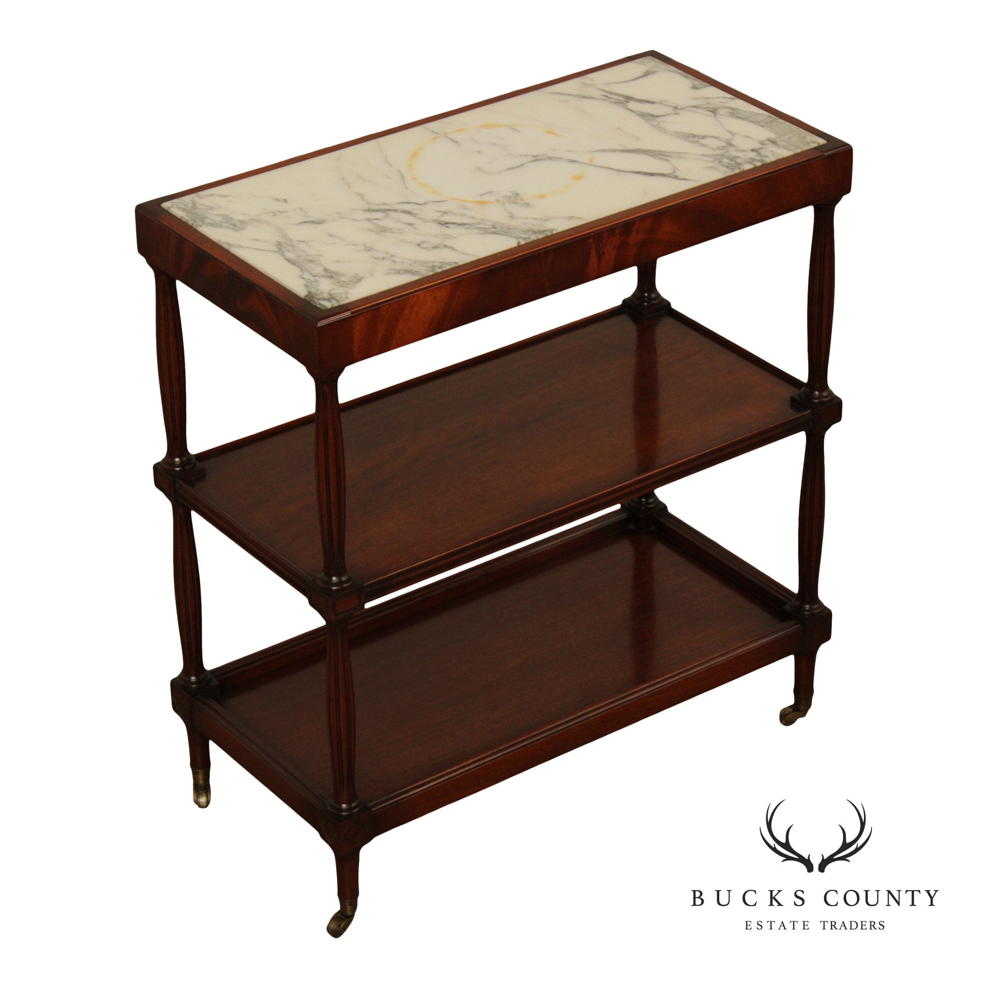 Regency Style Vintage Marble Top Mahogany Side Table