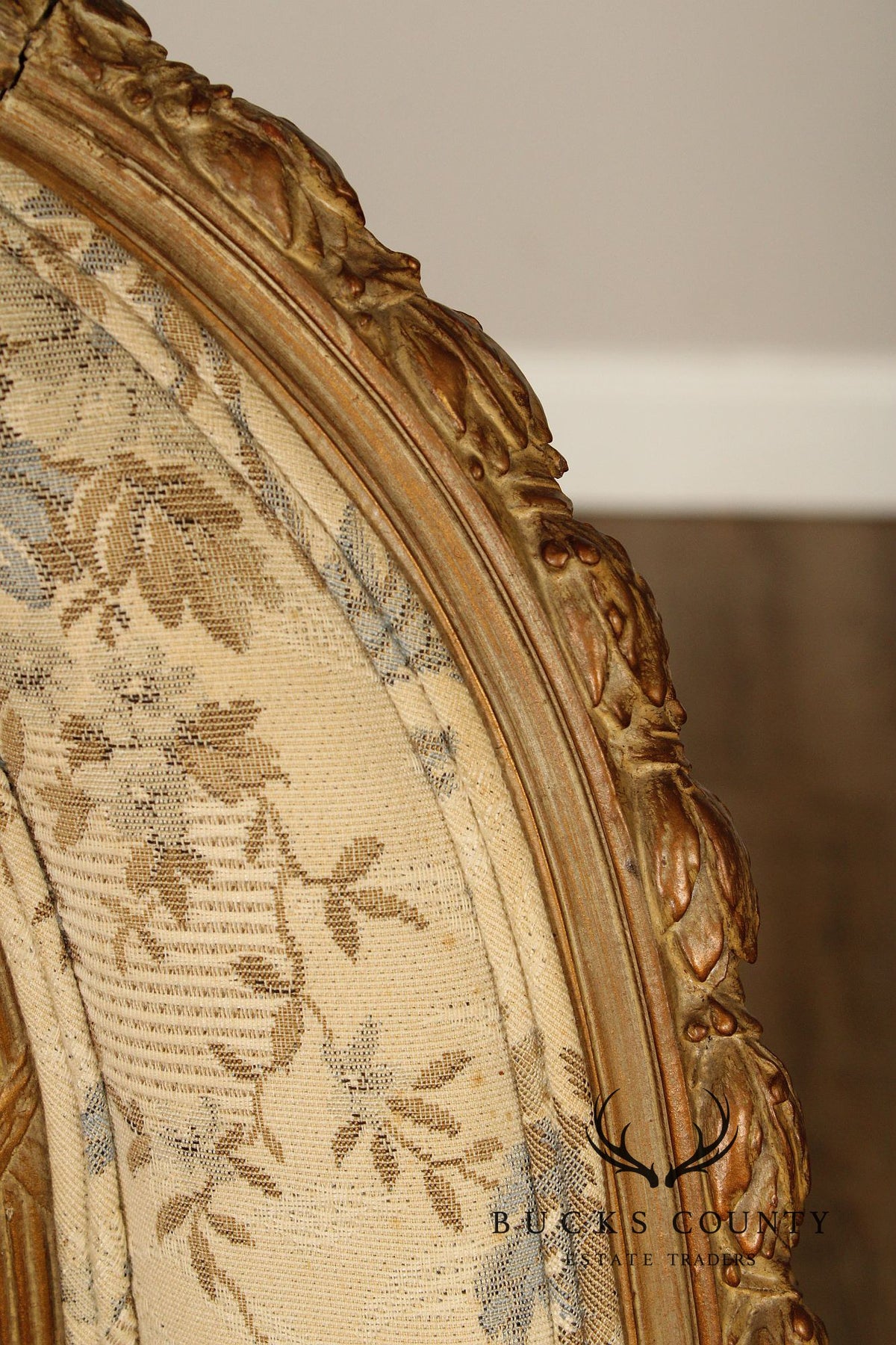 Antique French Louis XVI Style Giltwood Bergère Chair