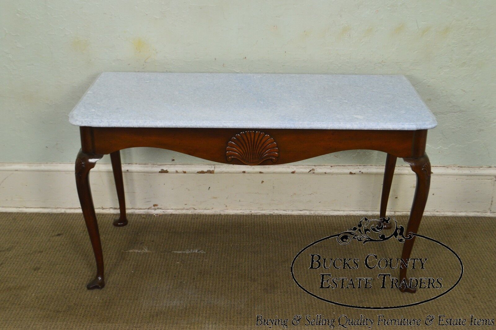 Kittinger Colonial Williamsburg CW155 Mahogany Marble Top Mixing Table Console