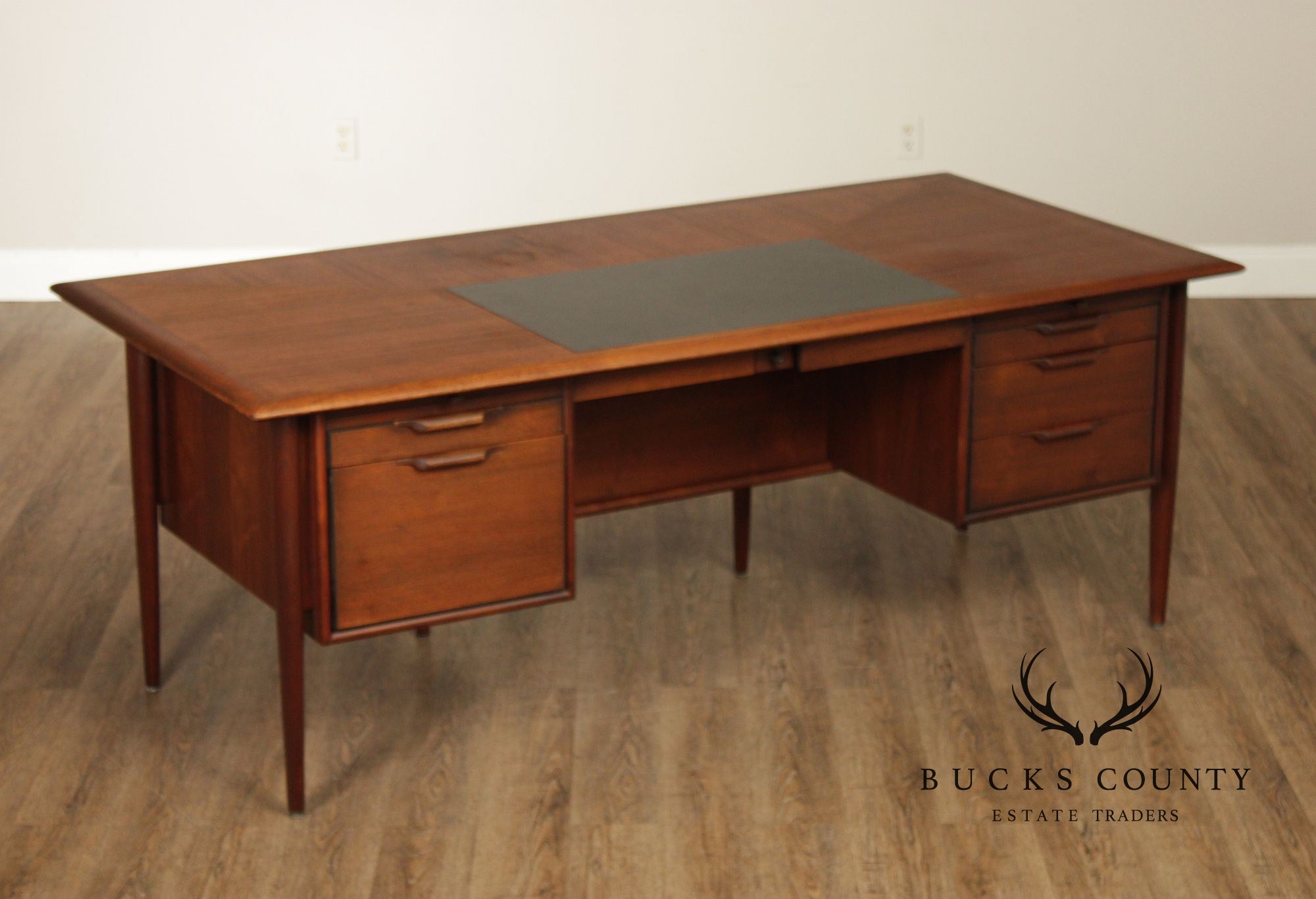 Castilian Mid Century Modern Walnut Executive Writing Desk