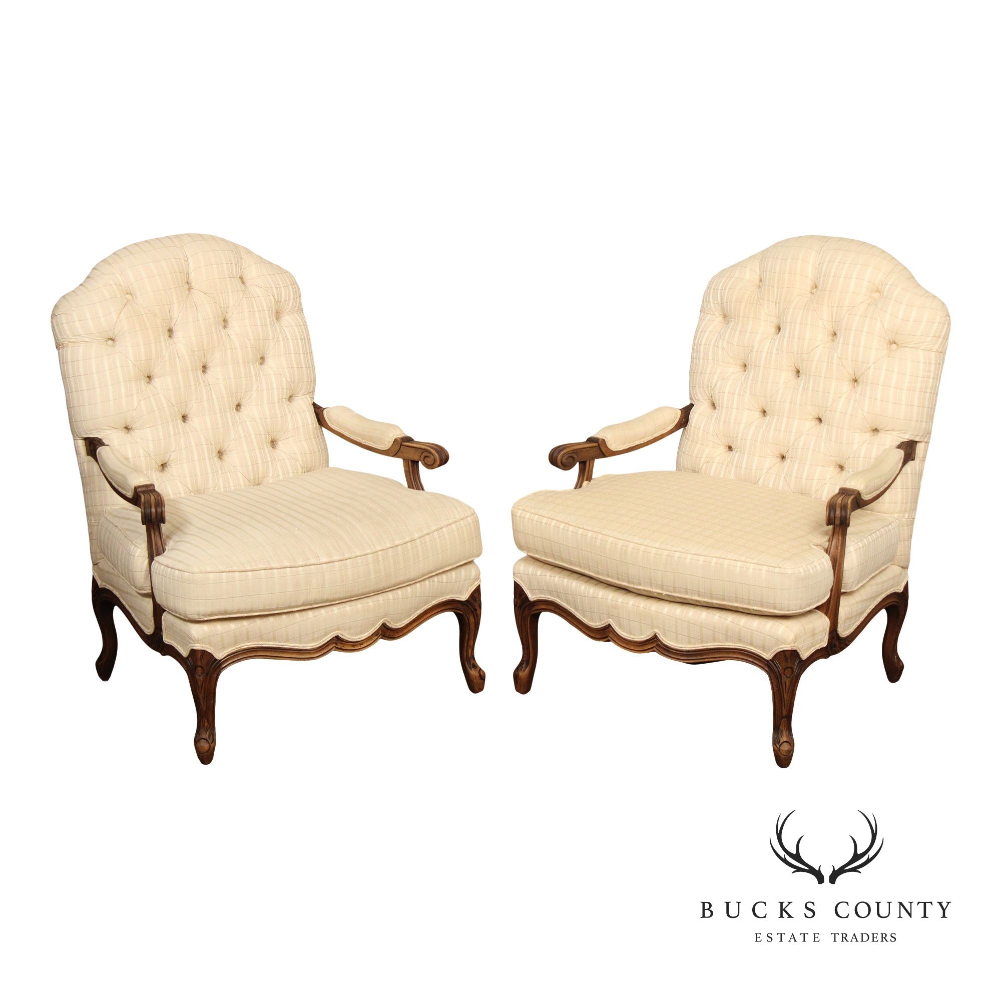 French Louis XV Style Pair of Fauteuil Armchairs