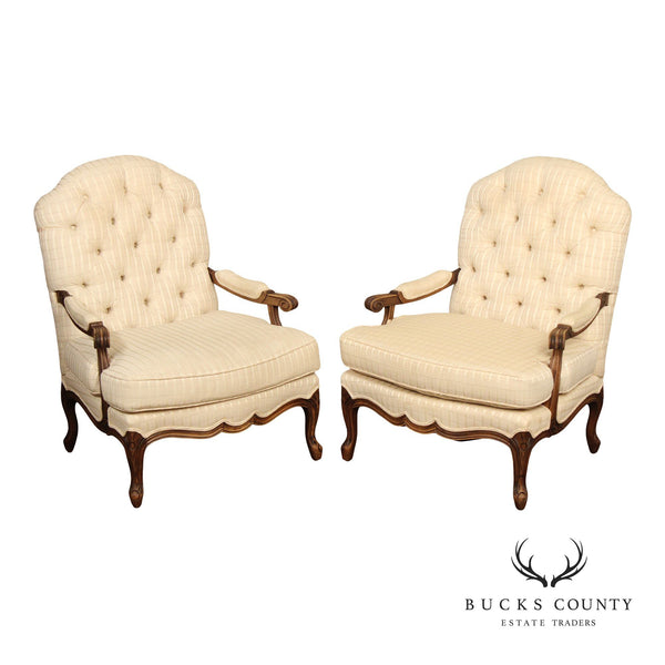 French Louis XV Style Pair of Fauteuil Armchairs